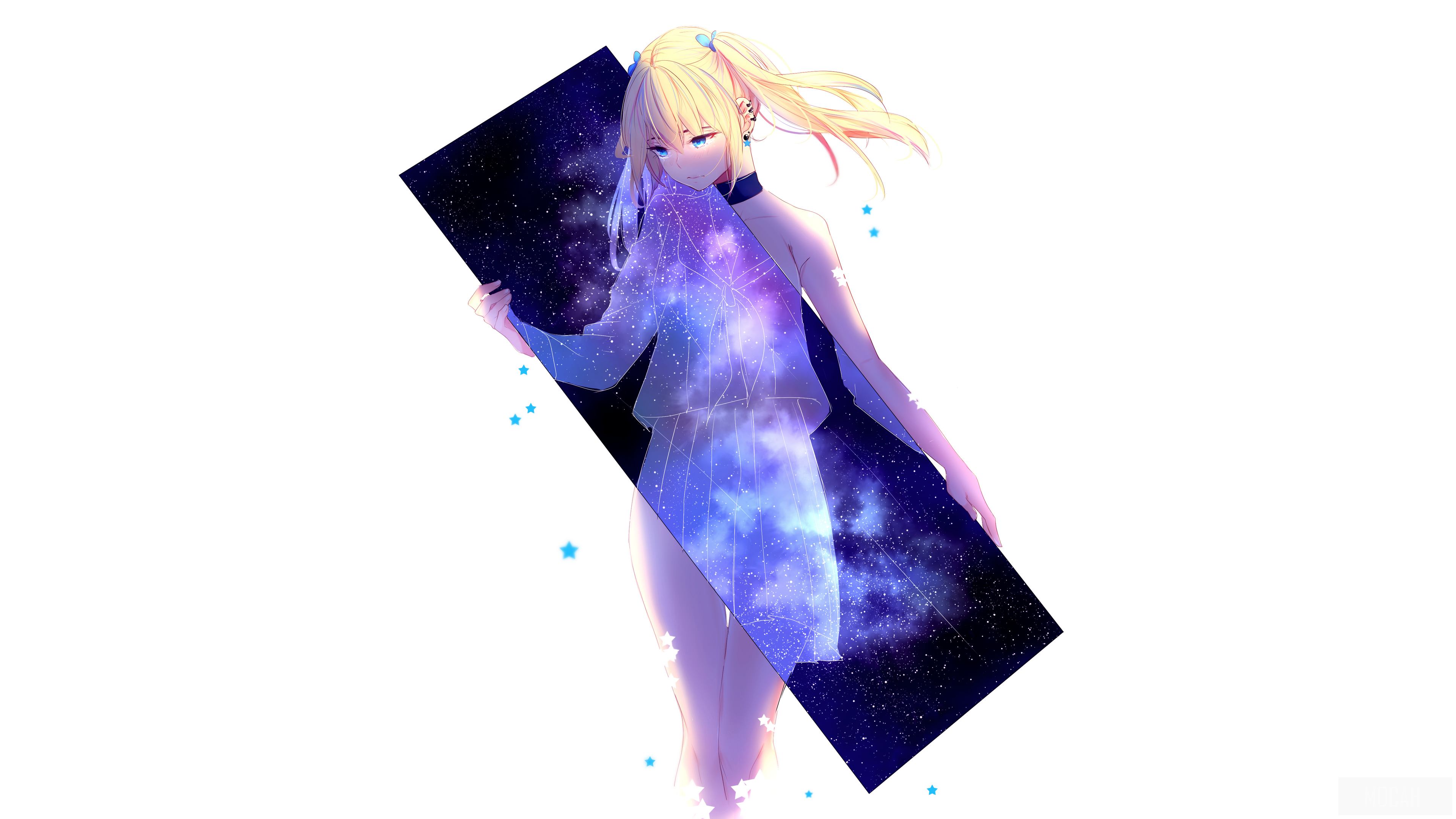 Girl with galaxy dress HD Wallpaper