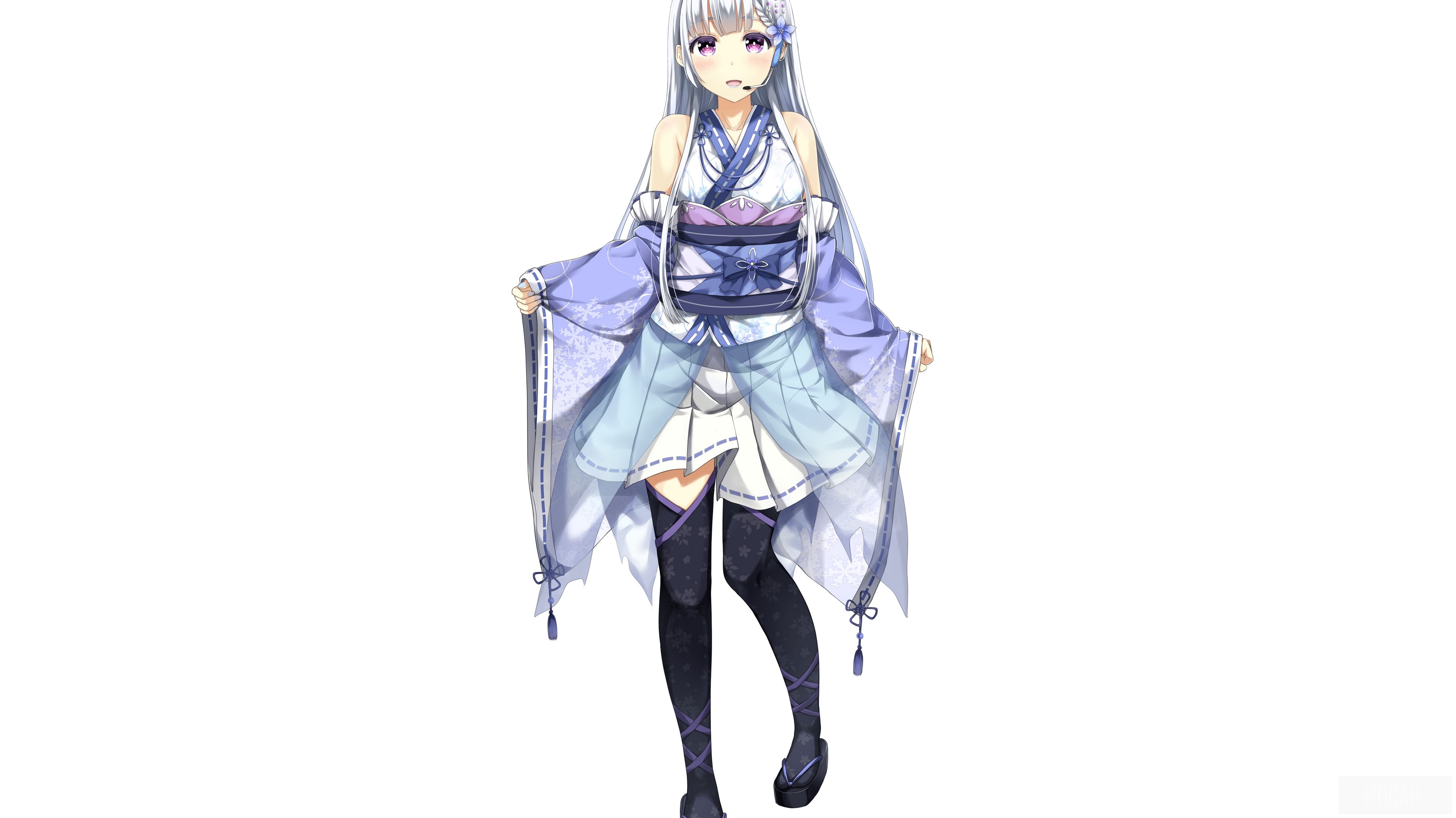 Anime girl in traditional Japanese outfit HD Wallpaper