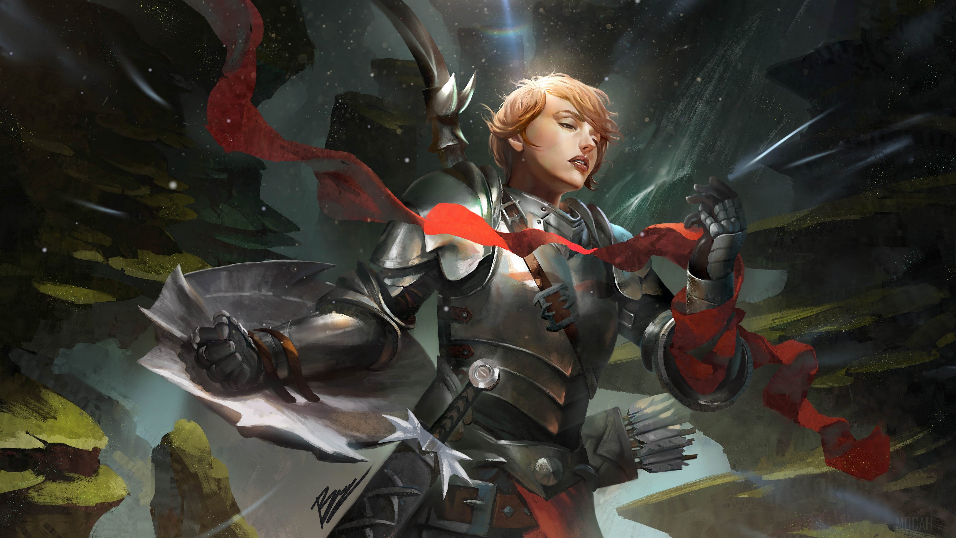 Woman Warrior in Armor with Short Hair 4K HD Wallpaper