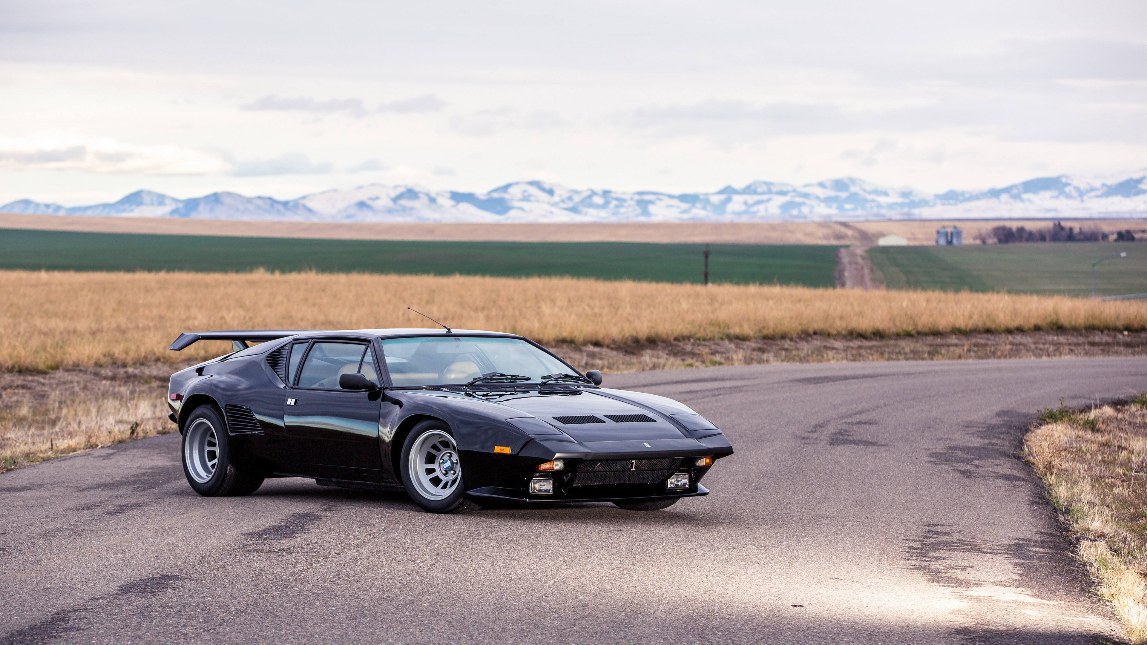 Black De Tomaso Pantera Sport Car 4K HD Wallpaper