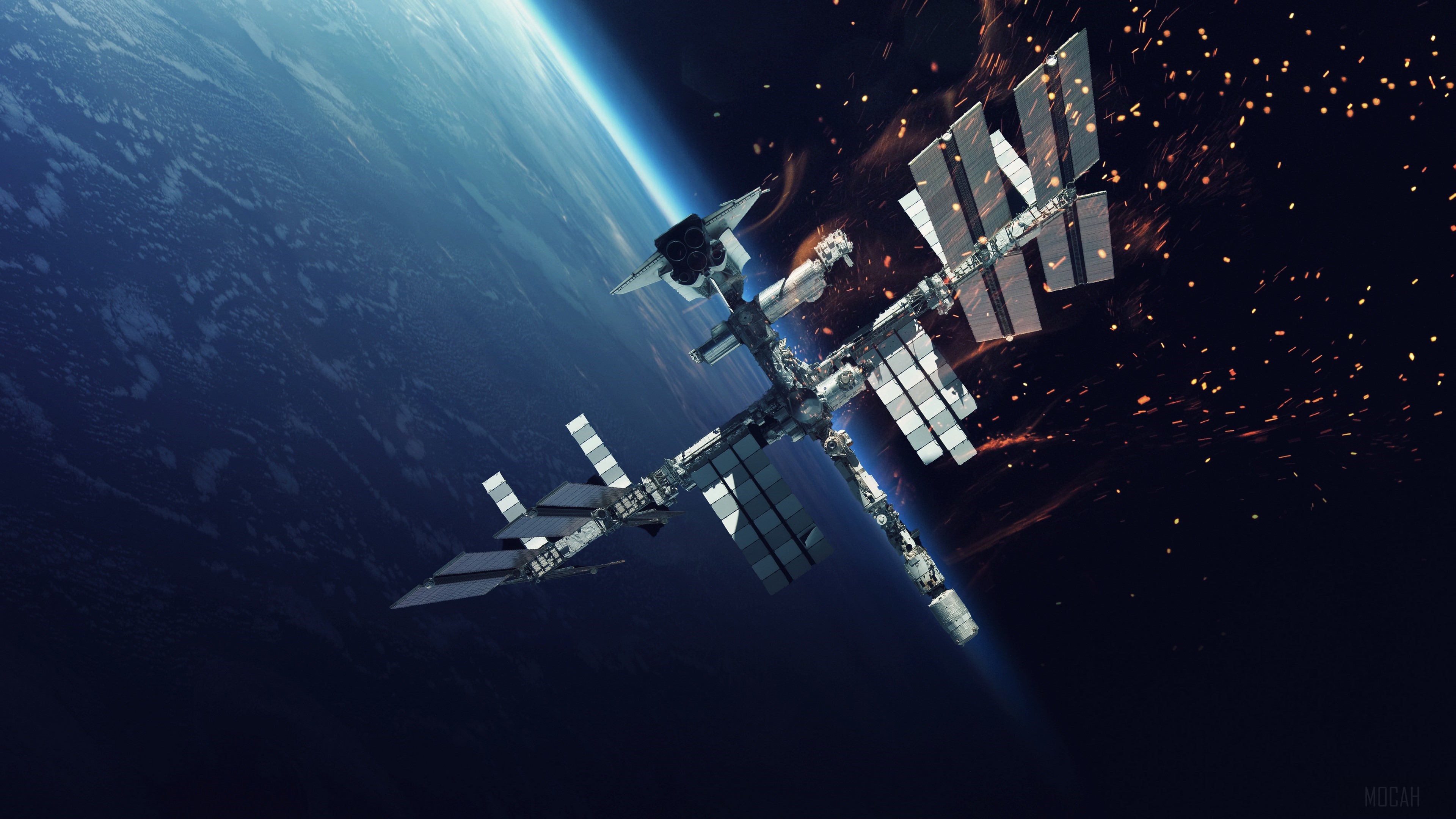 International Space Station orbiting Earth HD Wallpaper