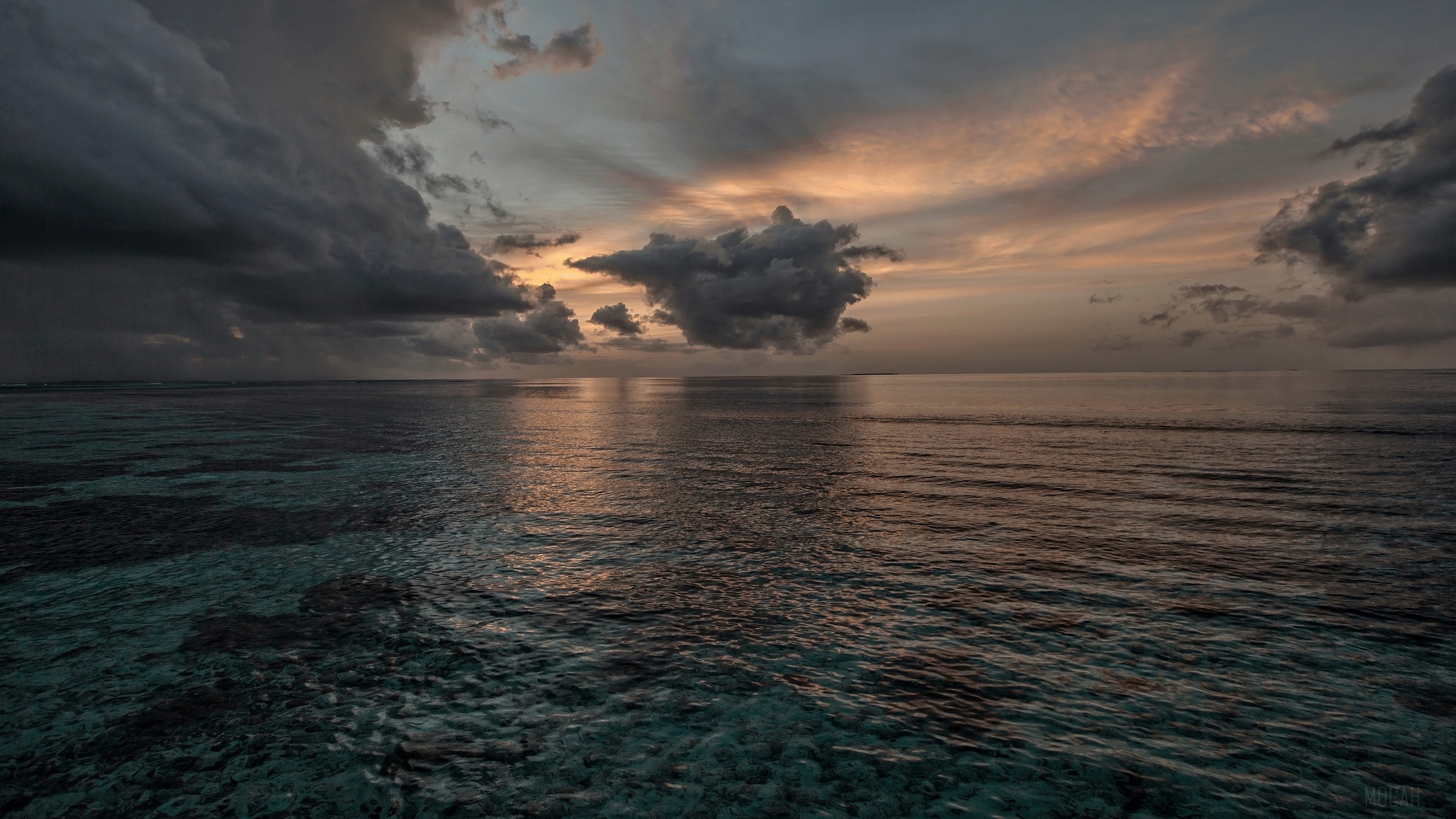 Ocean and Clouds at Sunset 4K HD Wallpaper