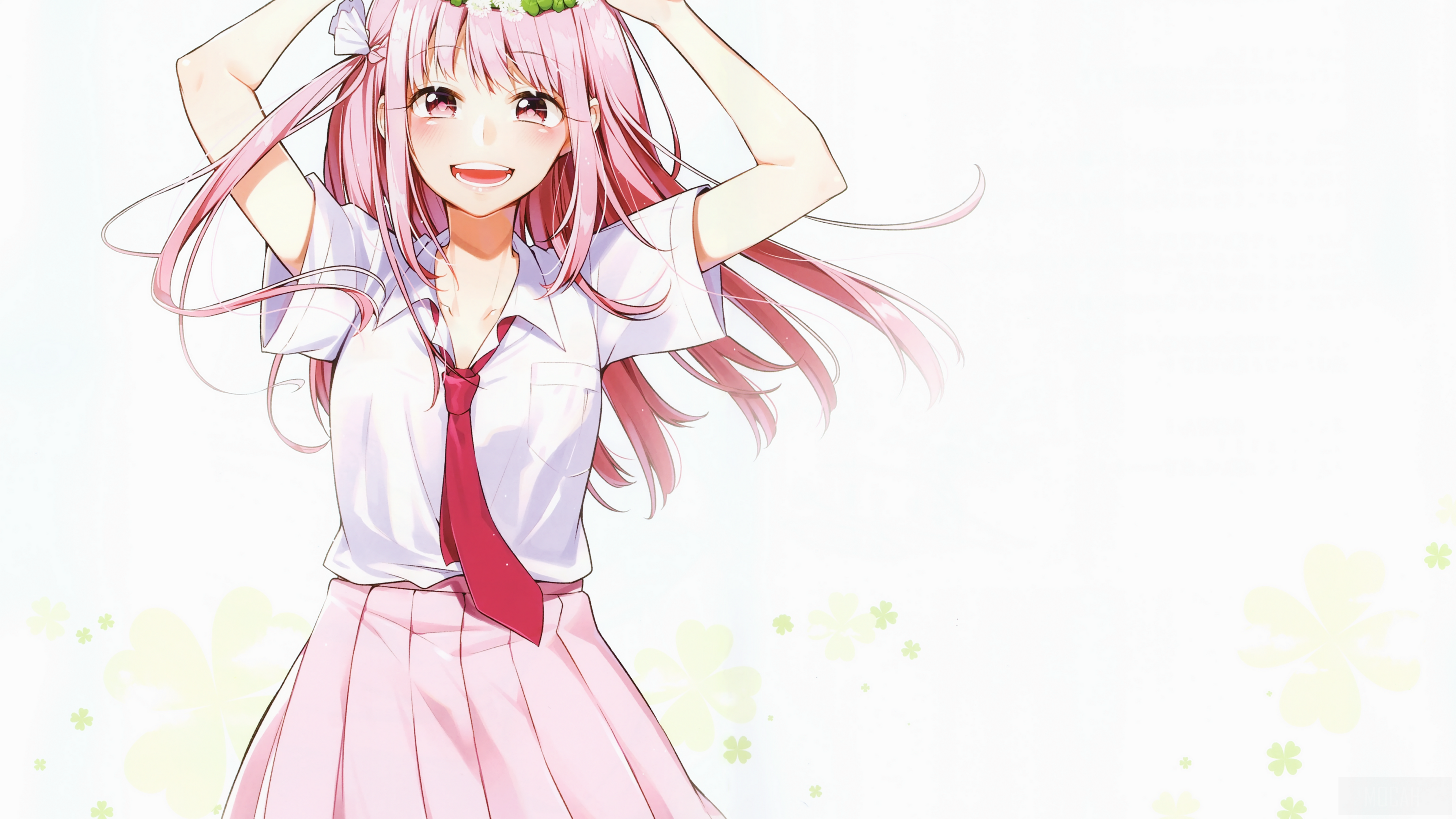 Girl with pink hair and a red tie HD Wallpaper