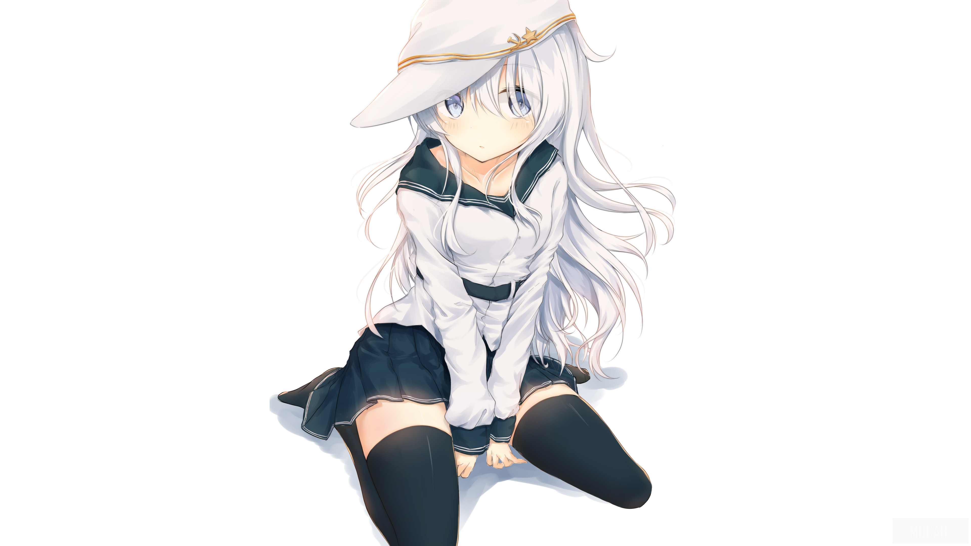 Hibiki from Kantai Collection wearing a sailor uniform HD Wallpaper