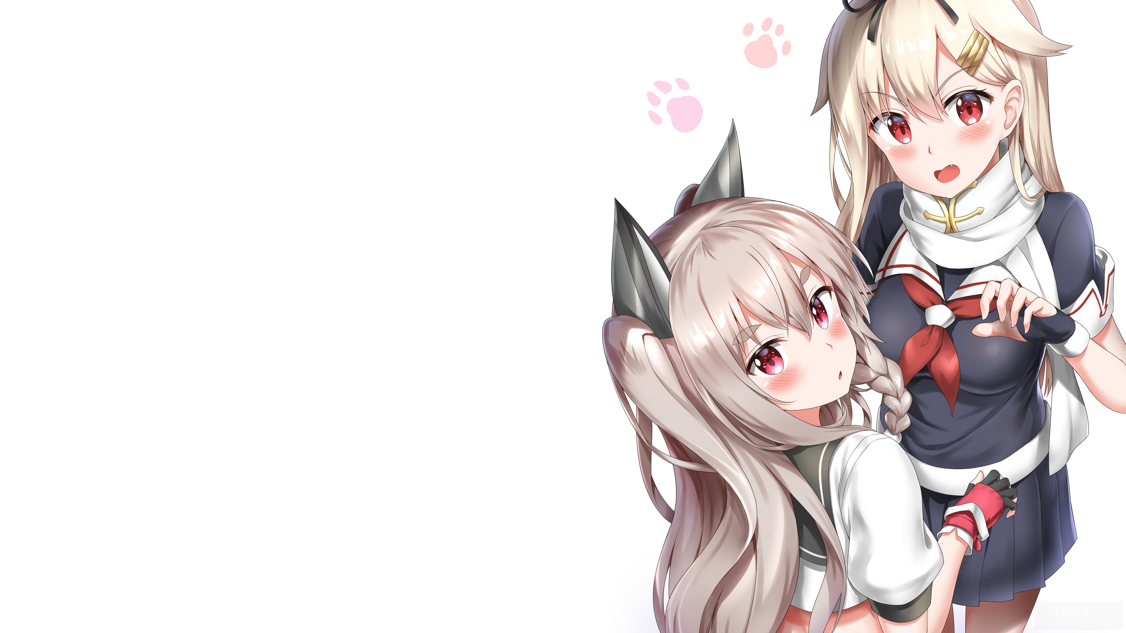 Yuudachi from Azur Lane with another girl HD Wallpaper