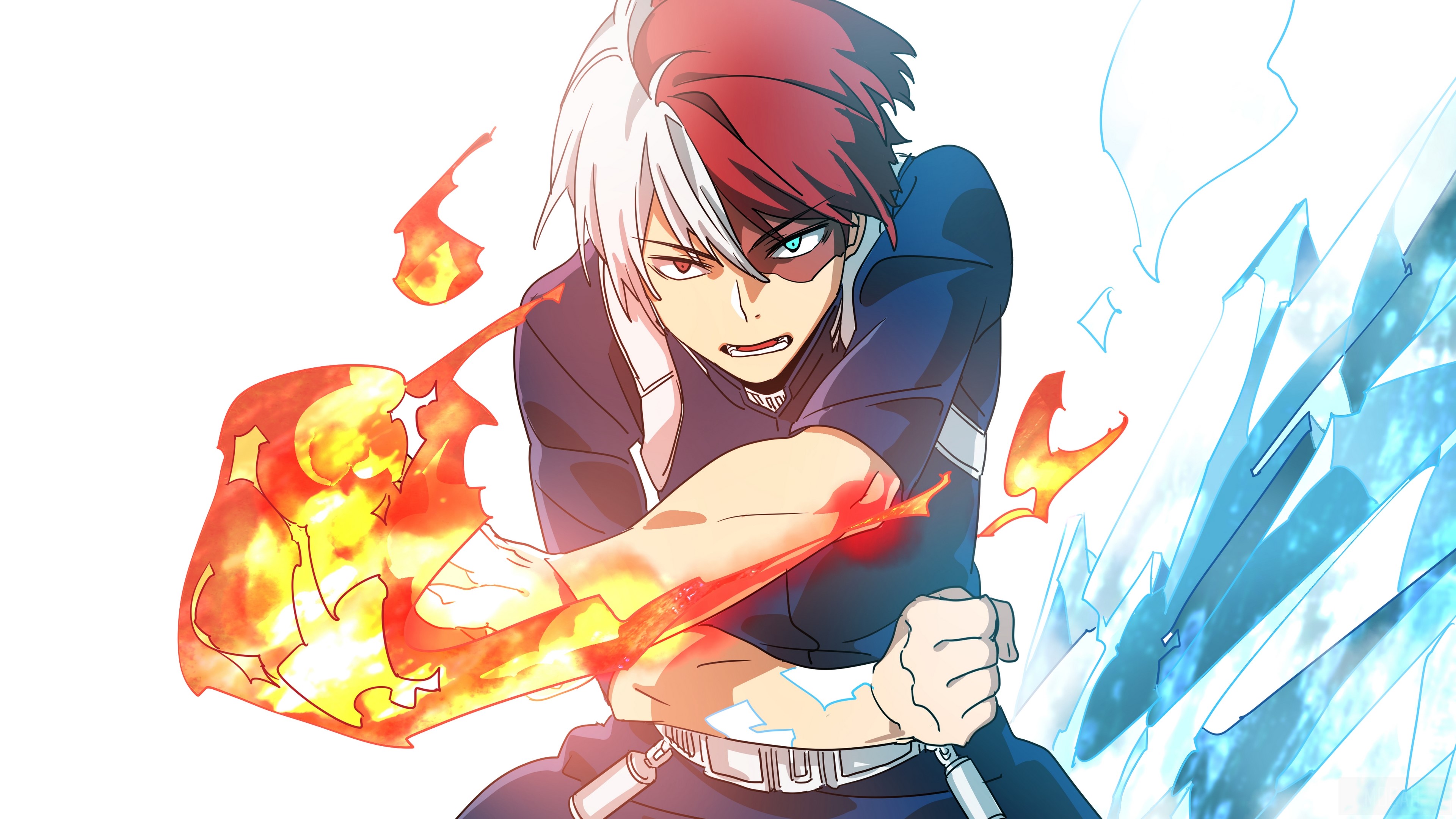 Shouto Todoroki from My Hero Academia using fire and ice HD Wallpaper