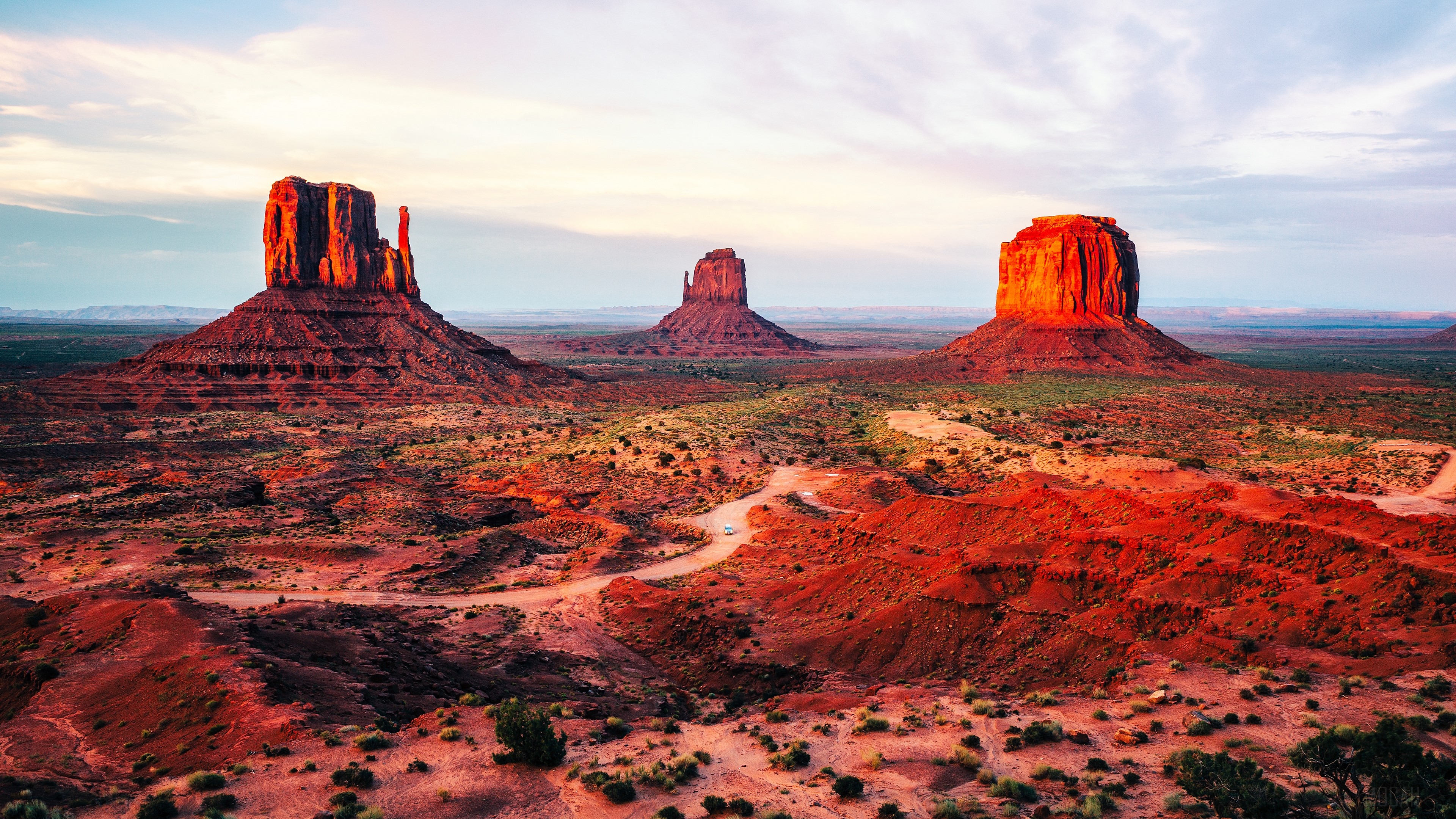 Monument Valley desert landscape with rock formations 4K HD Wallpaper