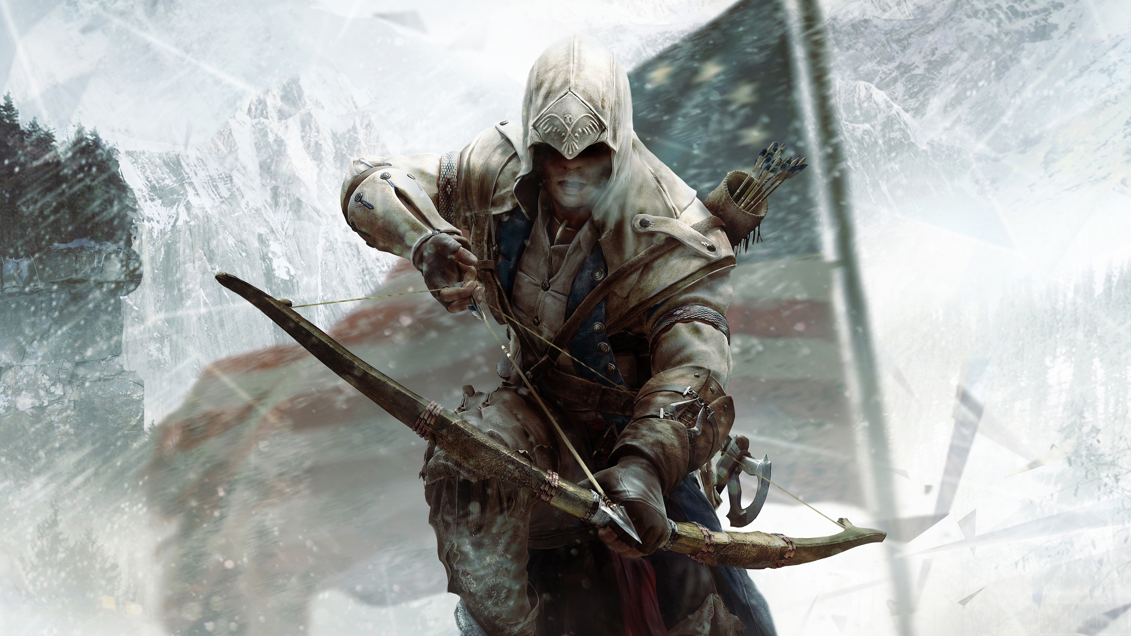 Connor from Assassin's Creed III with bow and arrow HD Wallpaper
