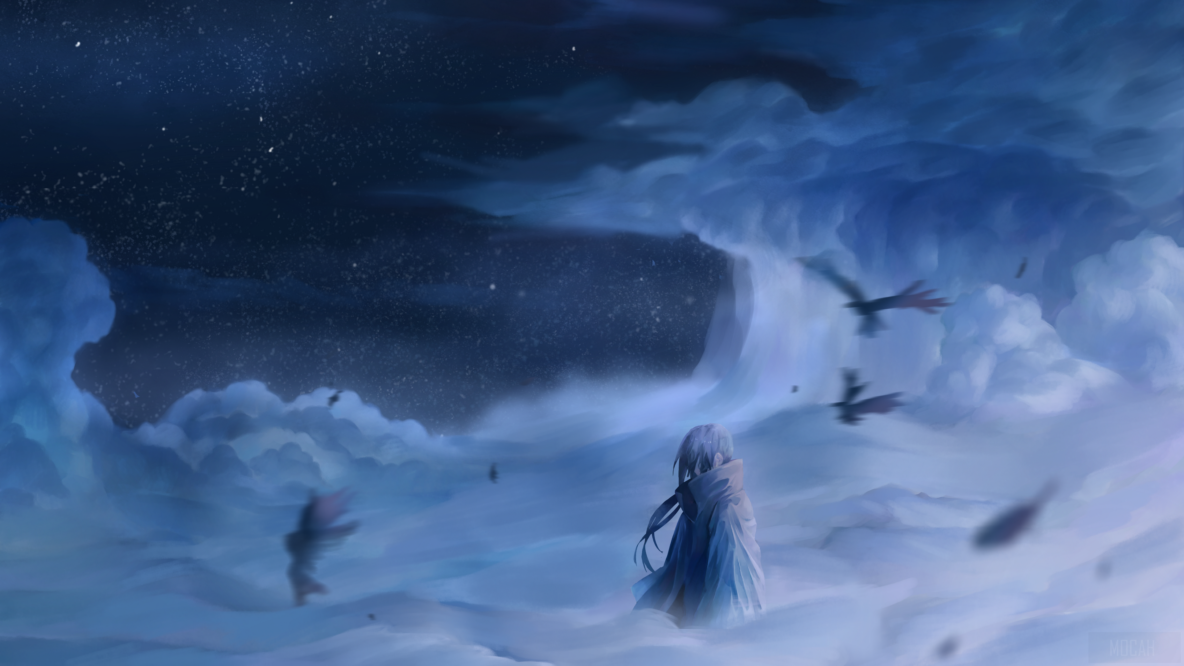 Itachi Uchiha Standing Amidst Clouds at Night 4K HD Wallpaper