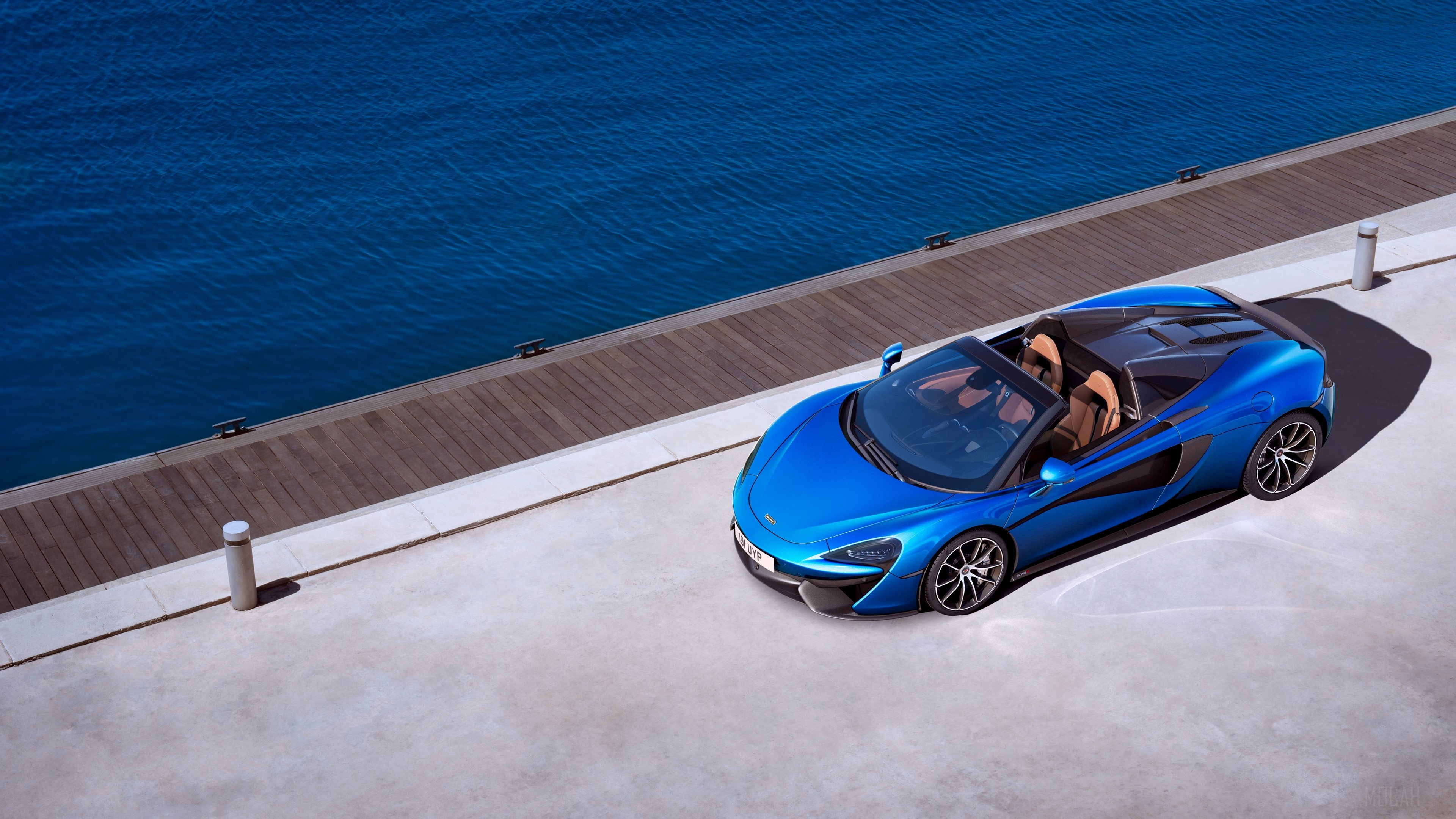 Blue McLaren 570S Convertible Sport Car 4K HD Wallpaper