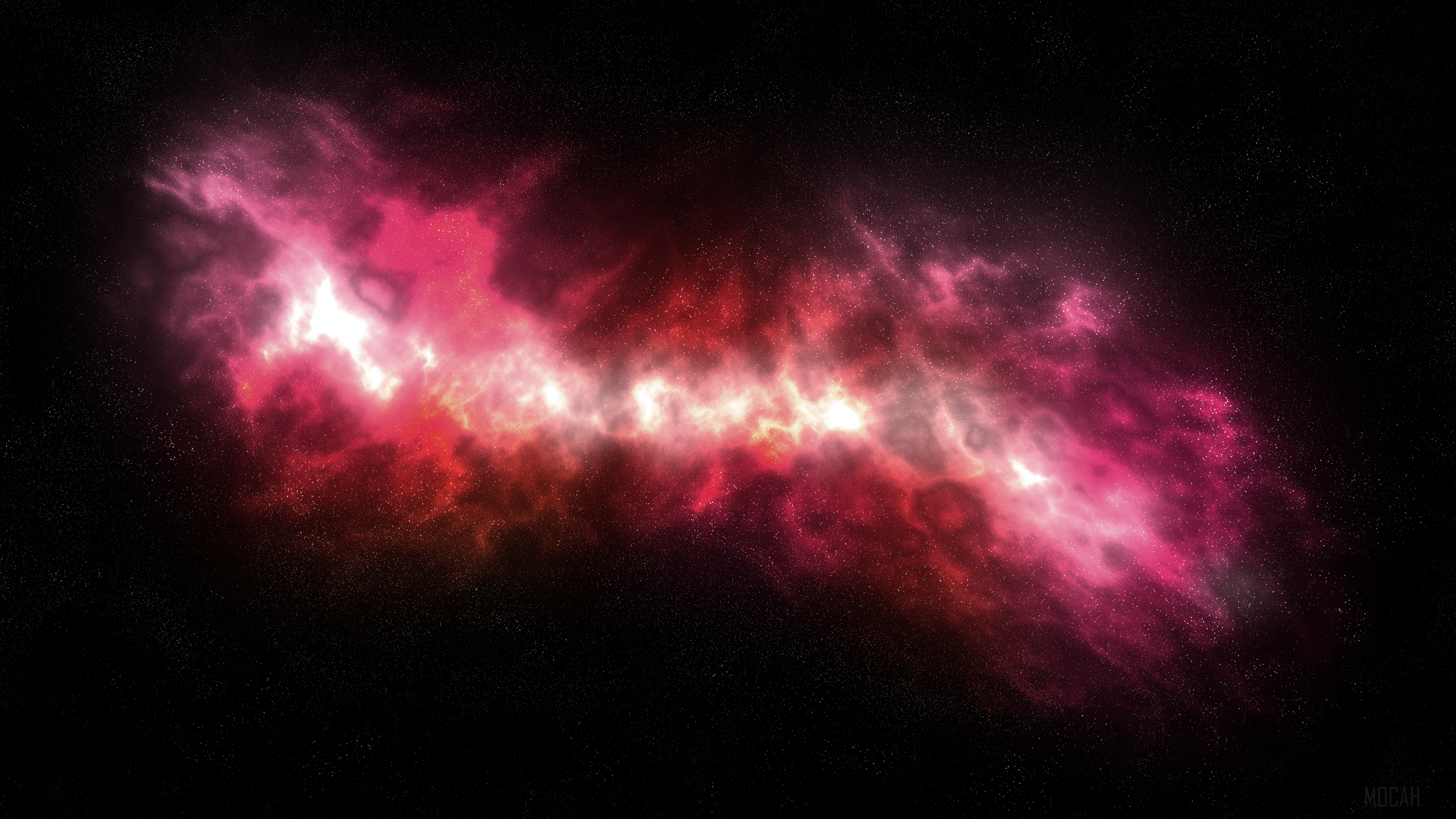 Pink and Red Nebula with Stars 4K HD Wallpaper