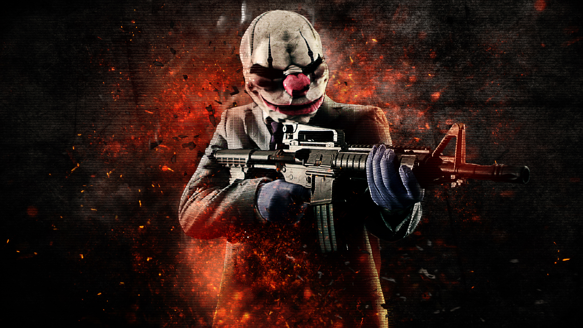 Payday character with assault rifle HD Wallpaper