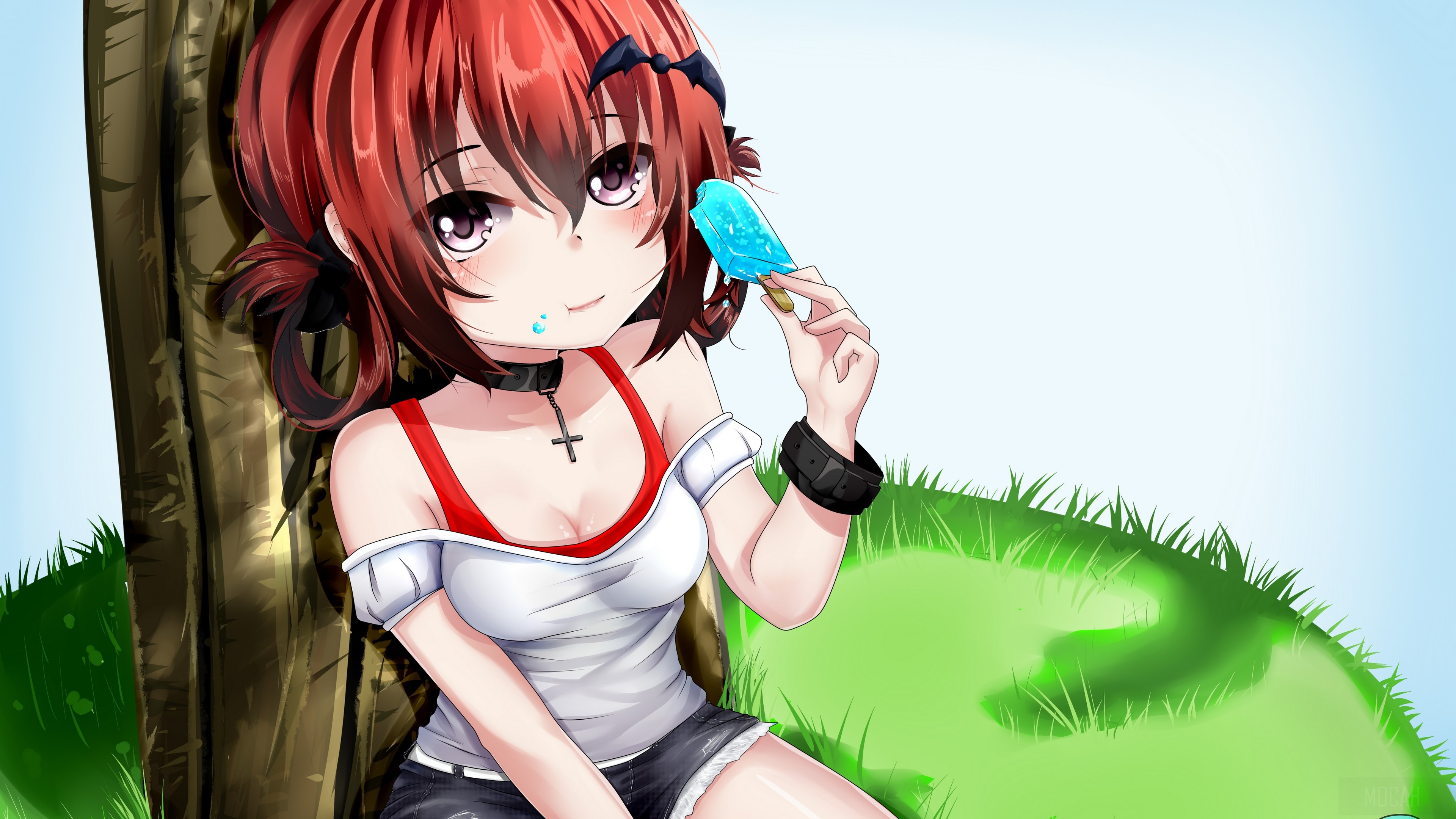 Satanichia Kurumizawa McDowell eating popsicle 4K HD Wallpaper