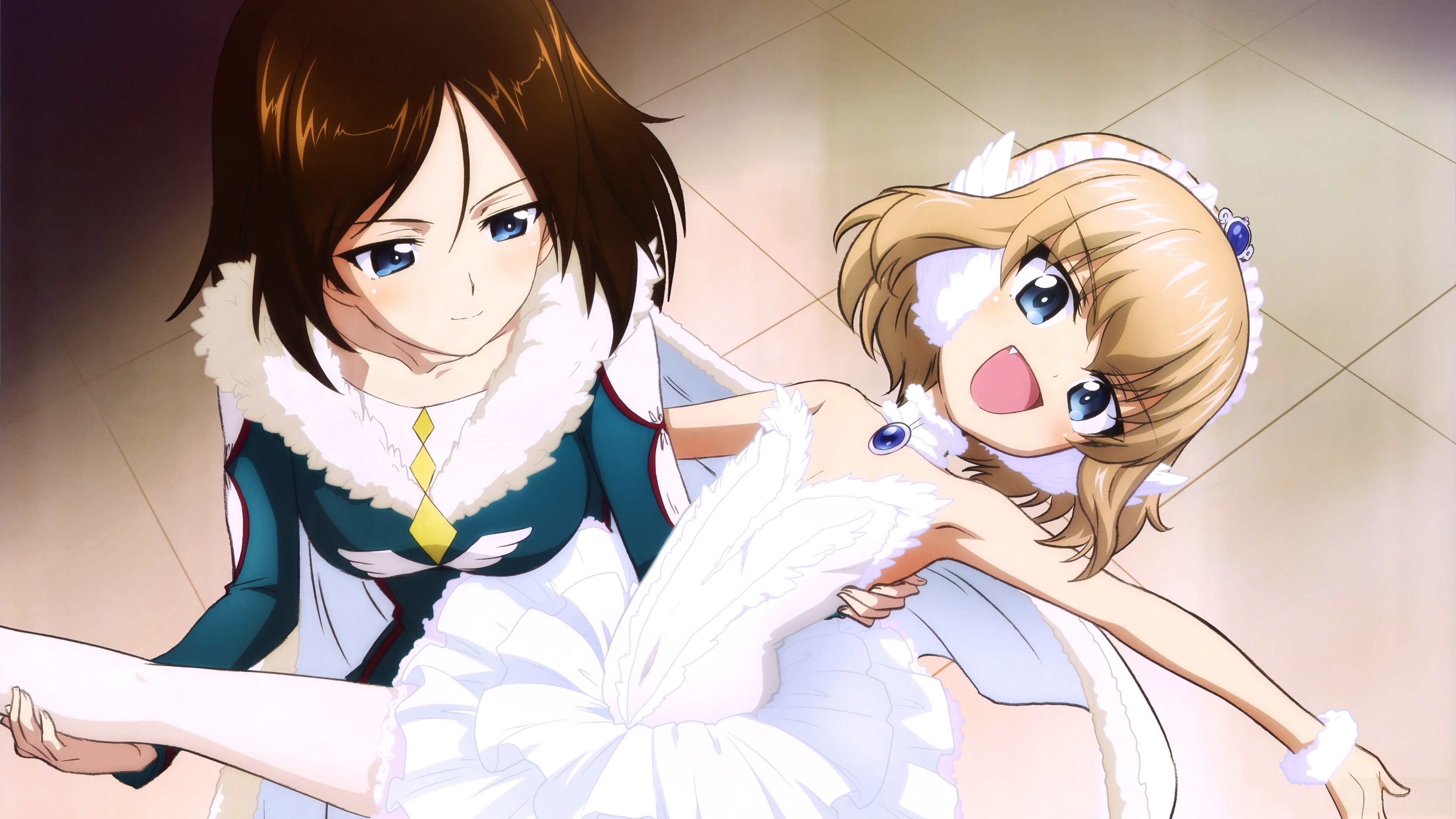 Two anime girls in ballet costumes HD Wallpaper