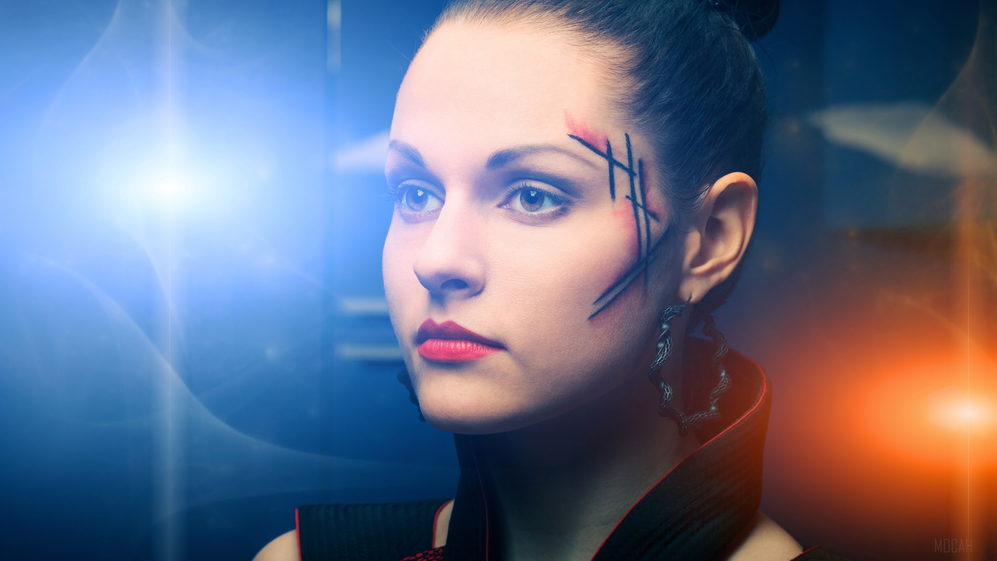 Woman with futuristic makeup and costume HD Wallpaper