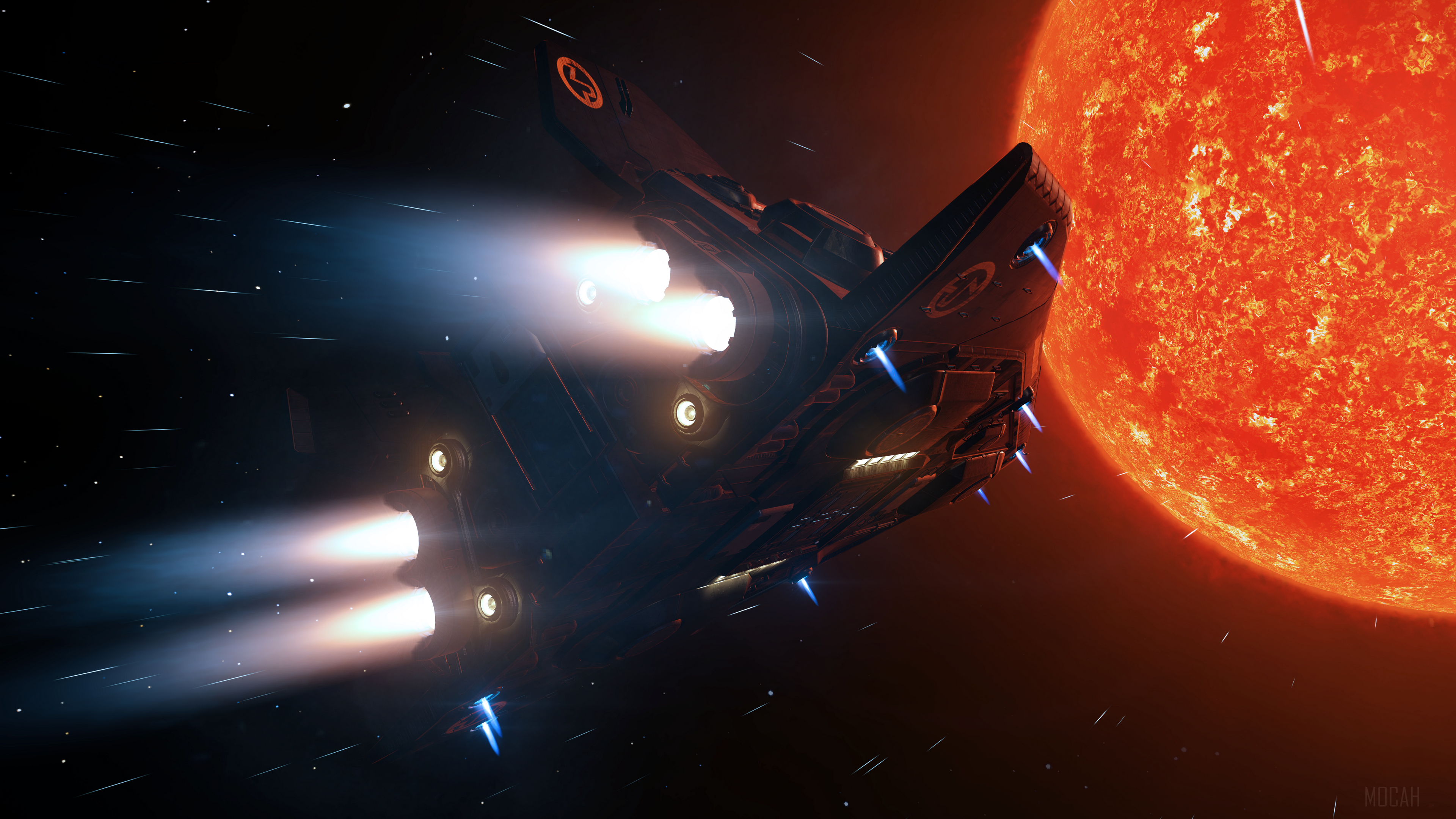 Elite: Dangerous 4K spaceship near sun HD Wallpaper