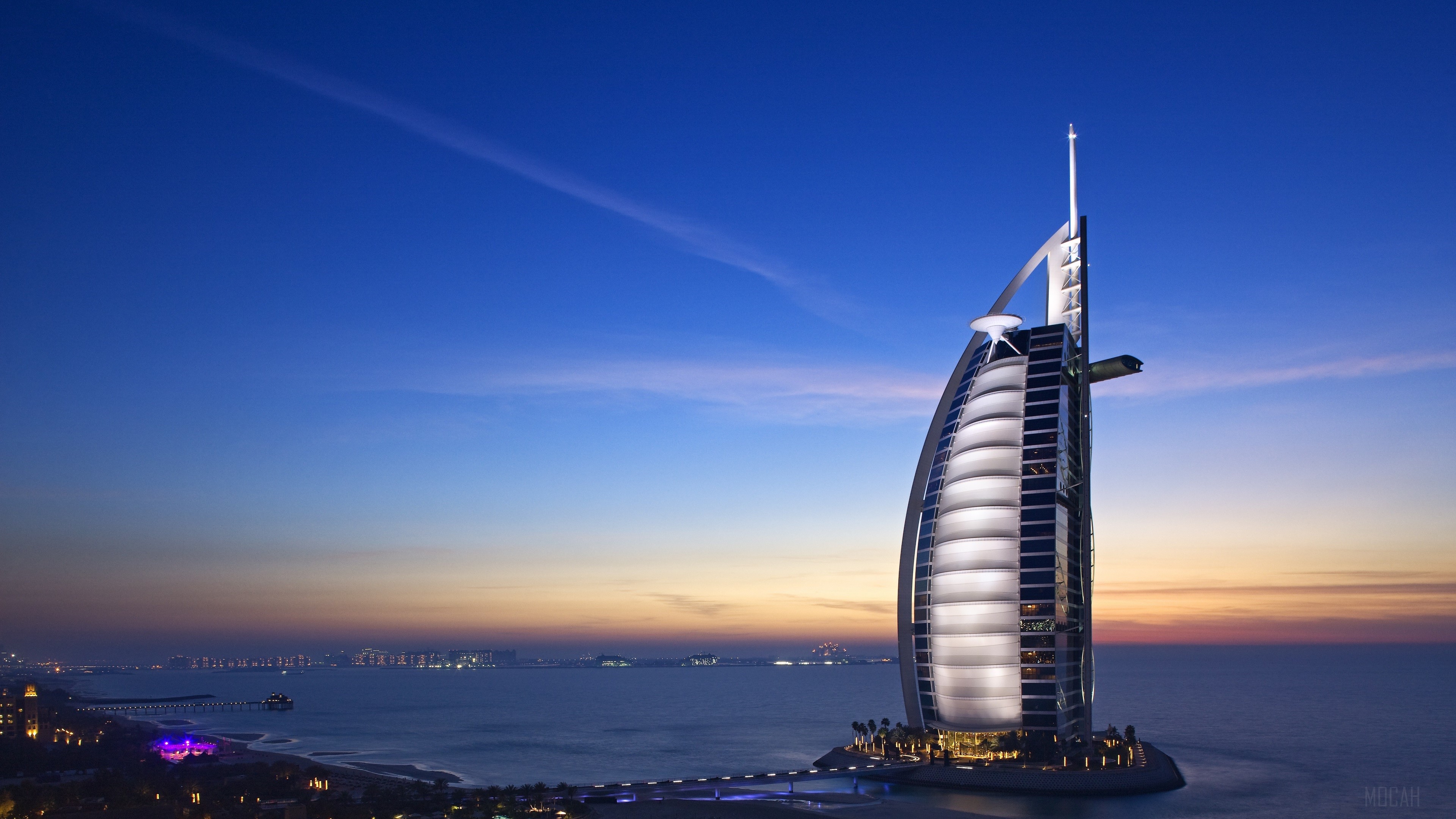 Burj Al Arab Hotel at Dusk HD Wallpaper