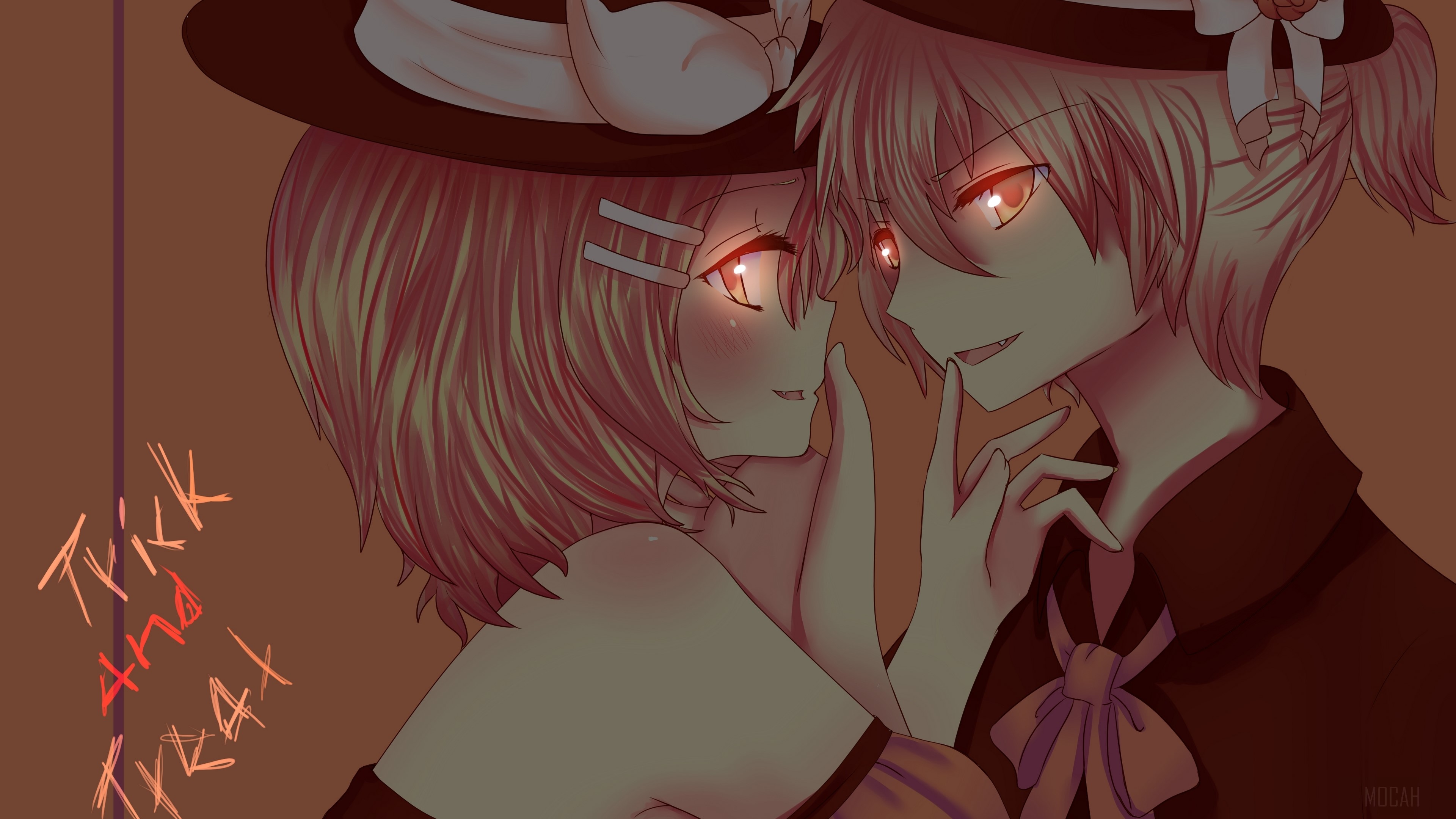 Rin and Len Kagamine from Vocaloid Halloween 4K HD Wallpaper