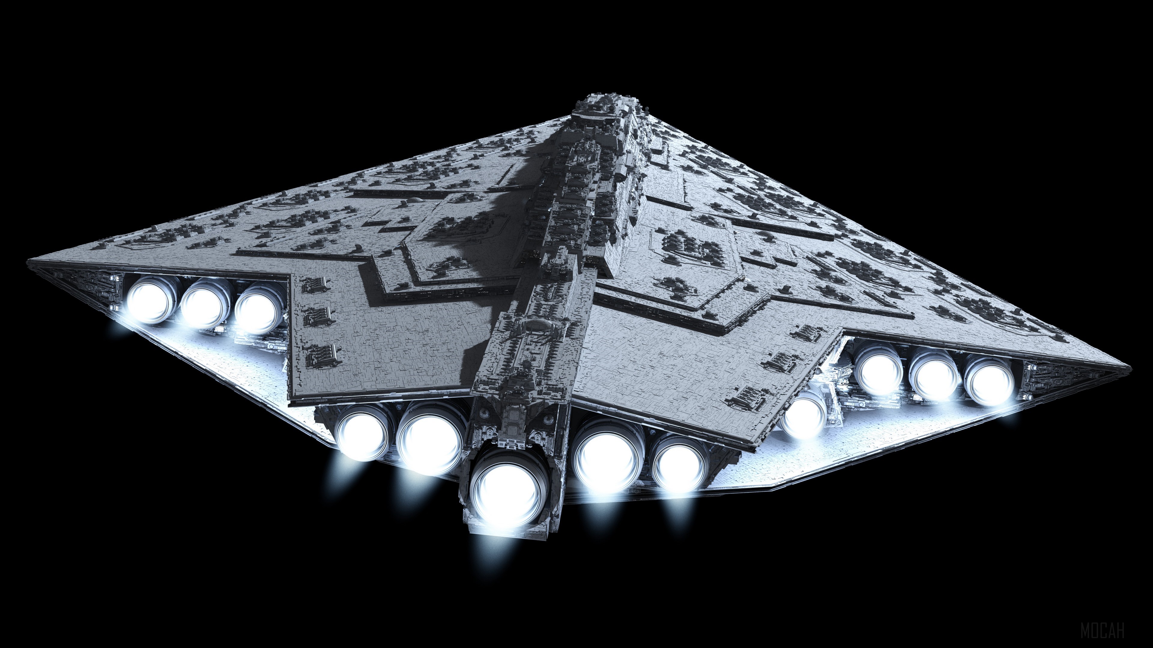 Star Destroyer spaceship with engines firing HD Wallpaper
