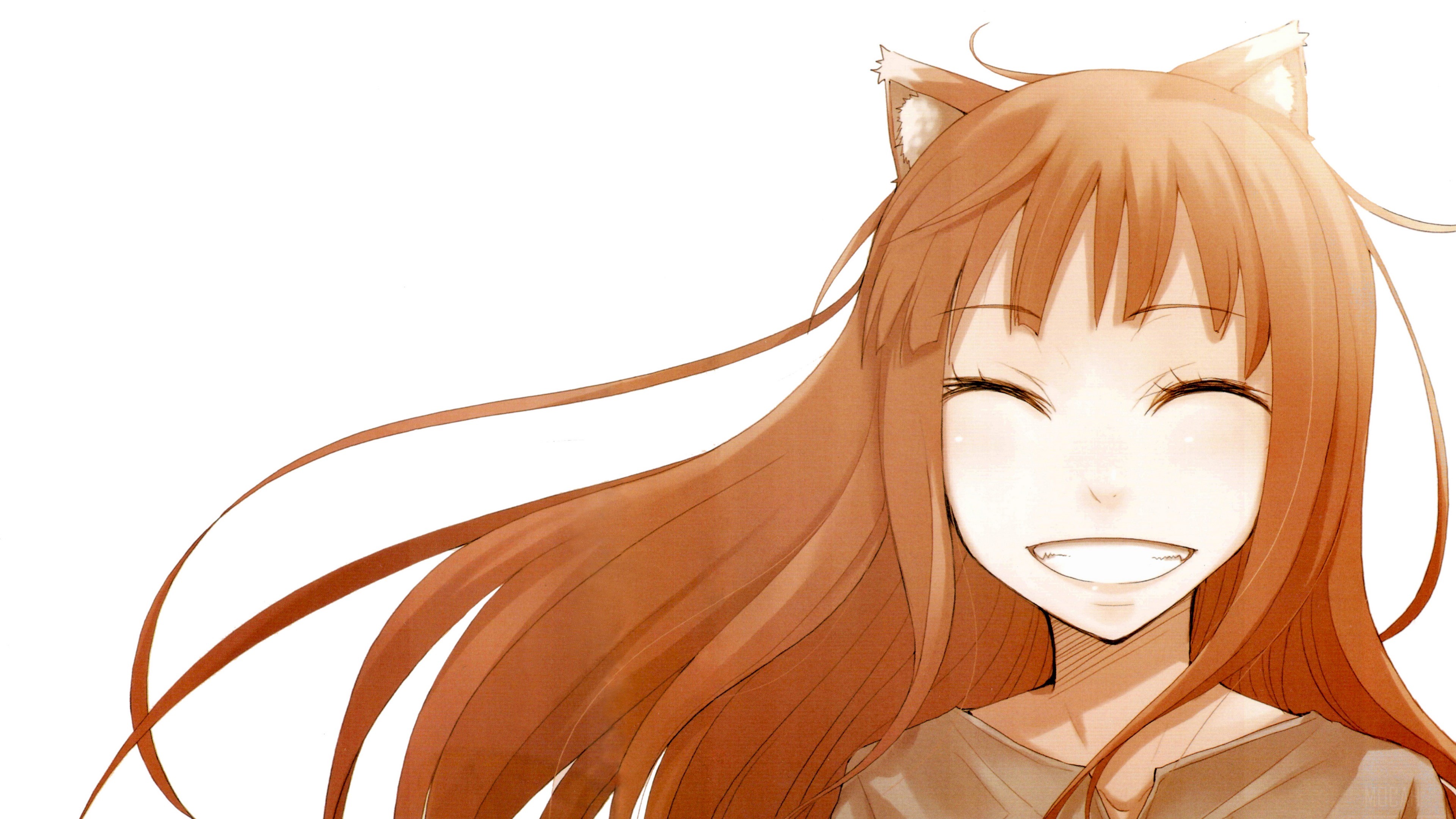 Holo from Spice and Wolf smiling HD Wallpaper