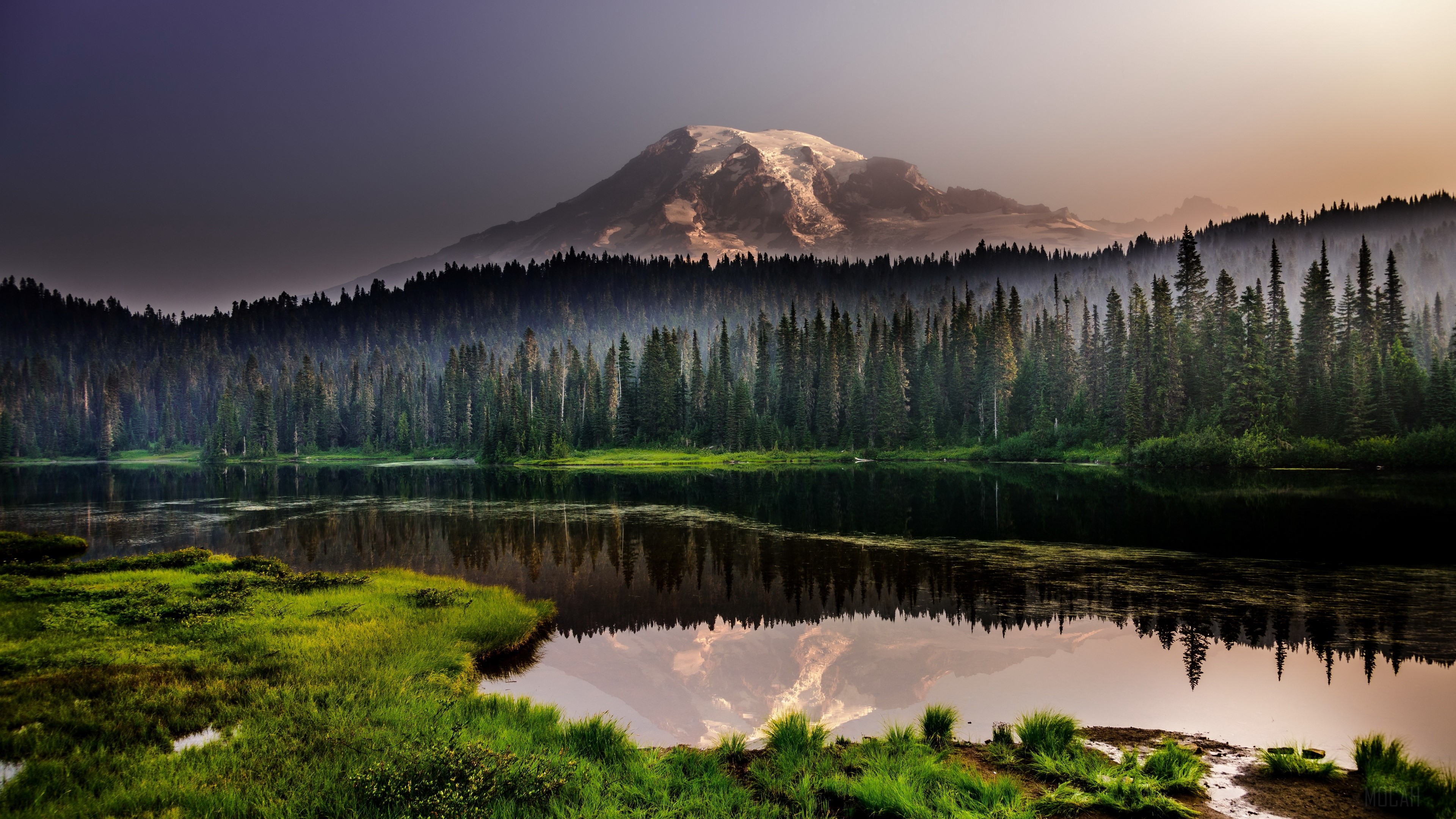 Mountain Lake Forest Reflection 4K HD Wallpaper