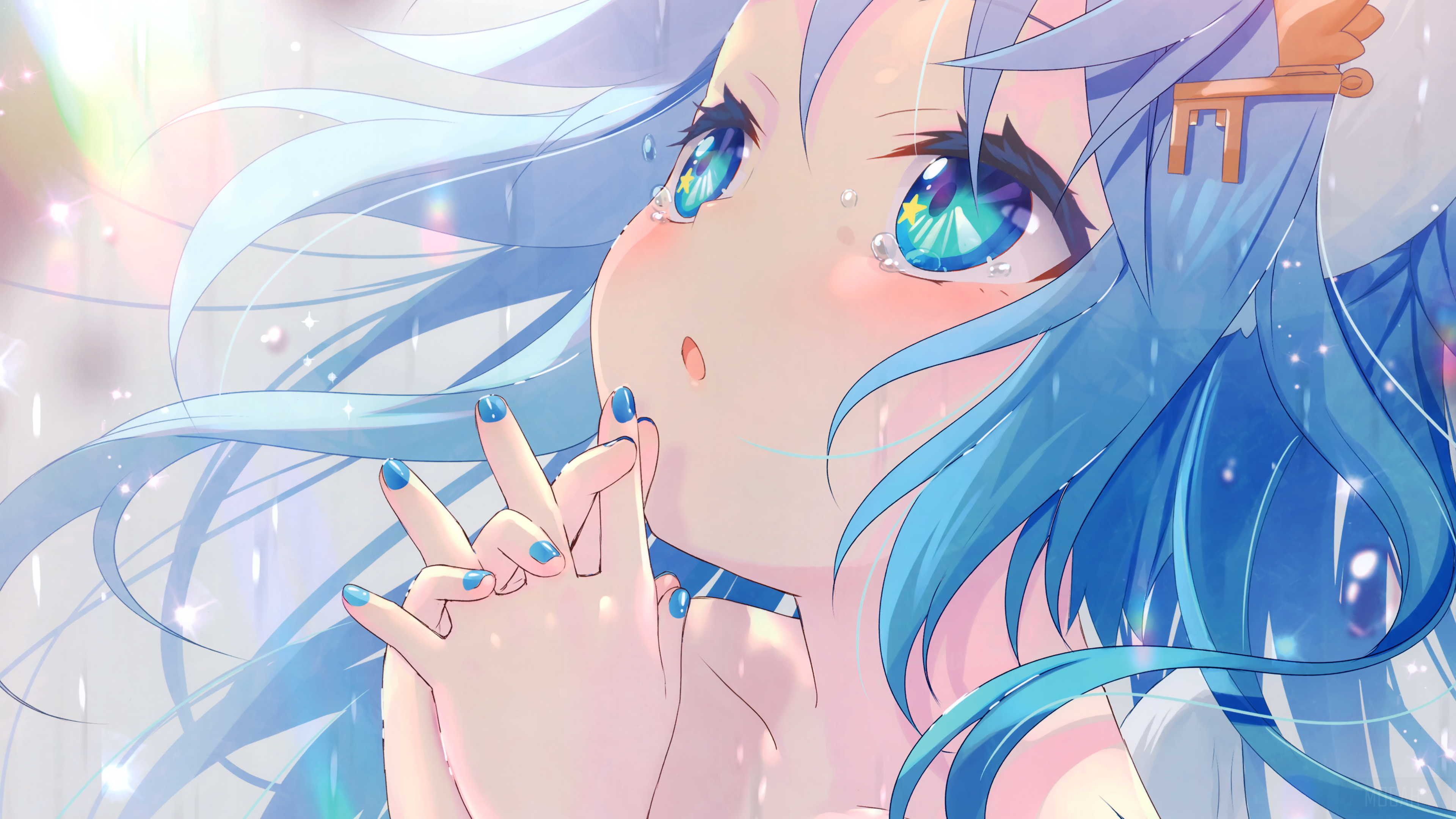 Girl with Blue Hair and Blue Eyes HD Wallpaper