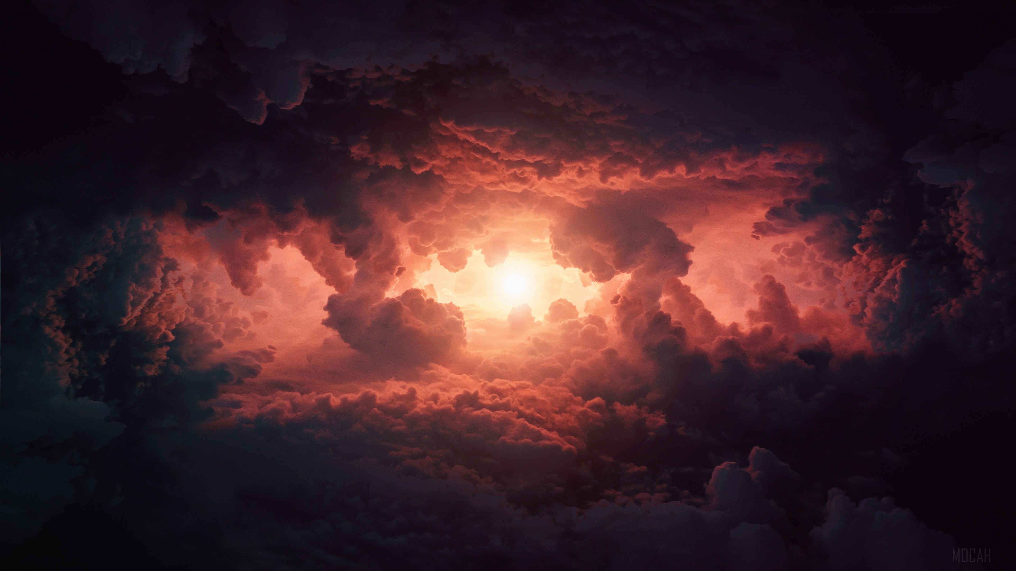 Dramatic Sky with Fiery Clouds 4K HD Wallpaper