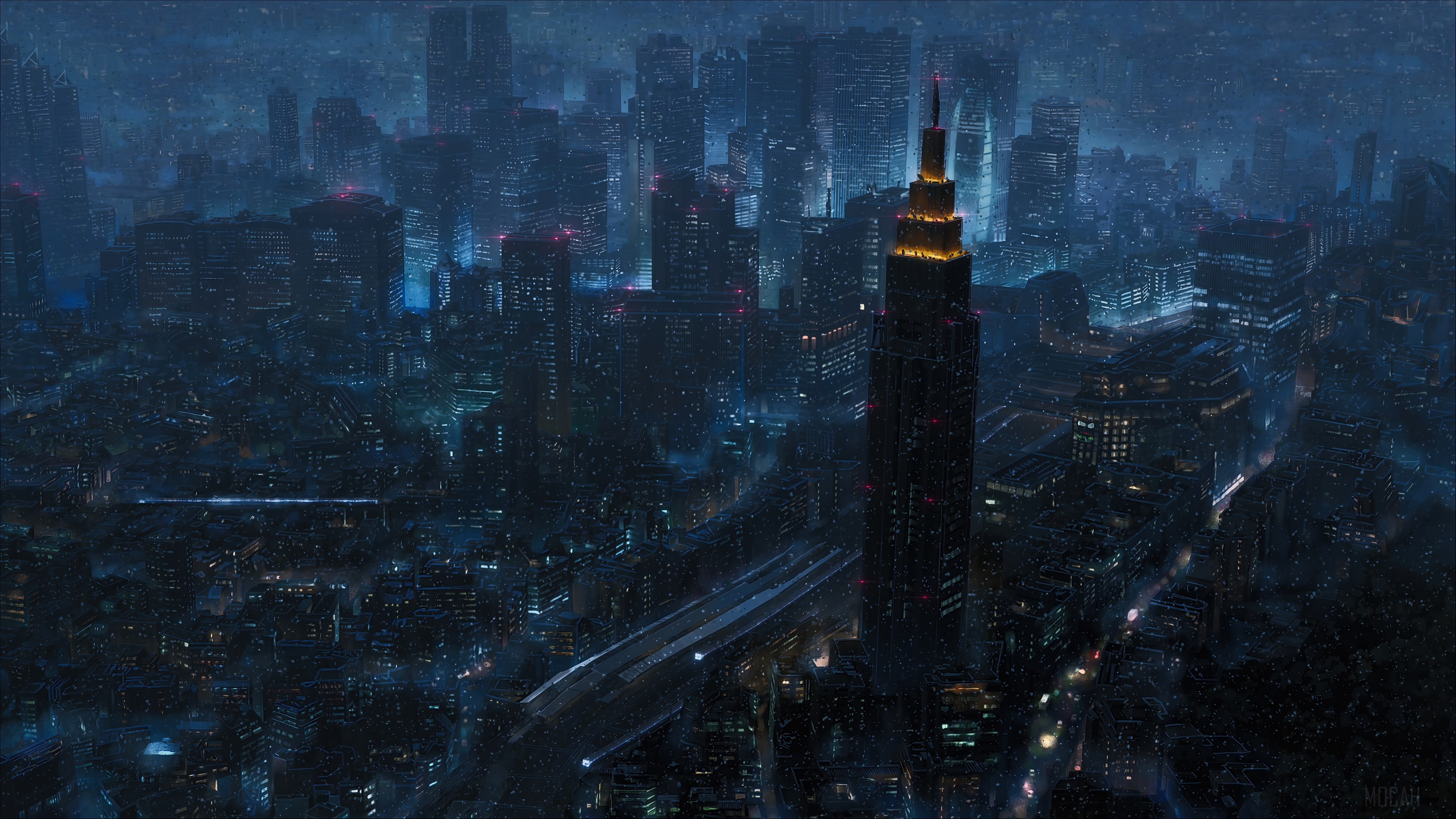 Futuristic Cityscape at Night HD Wallpaper