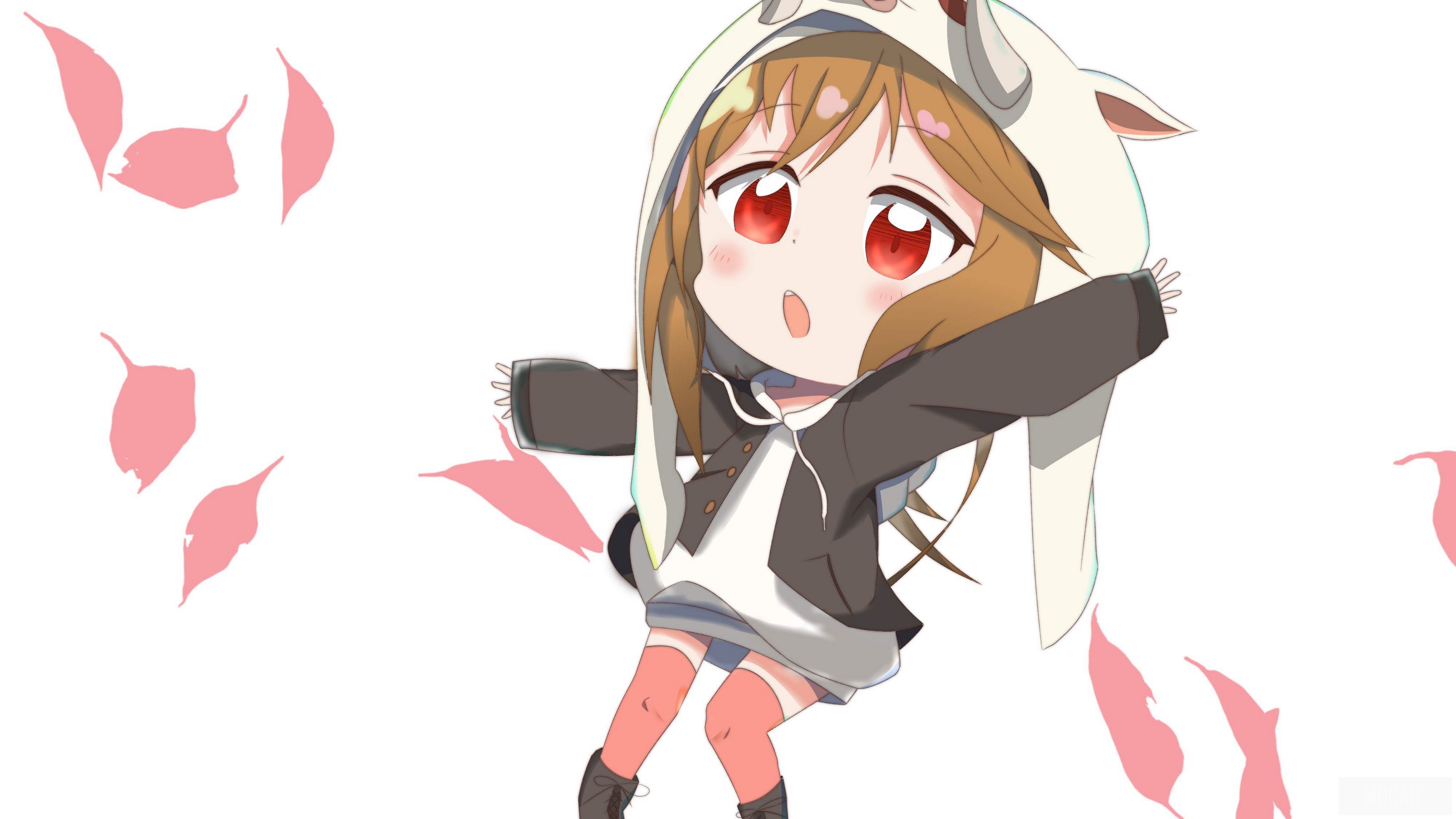 Chibi Girl in Animal Hoodie Dancing HD Wallpaper