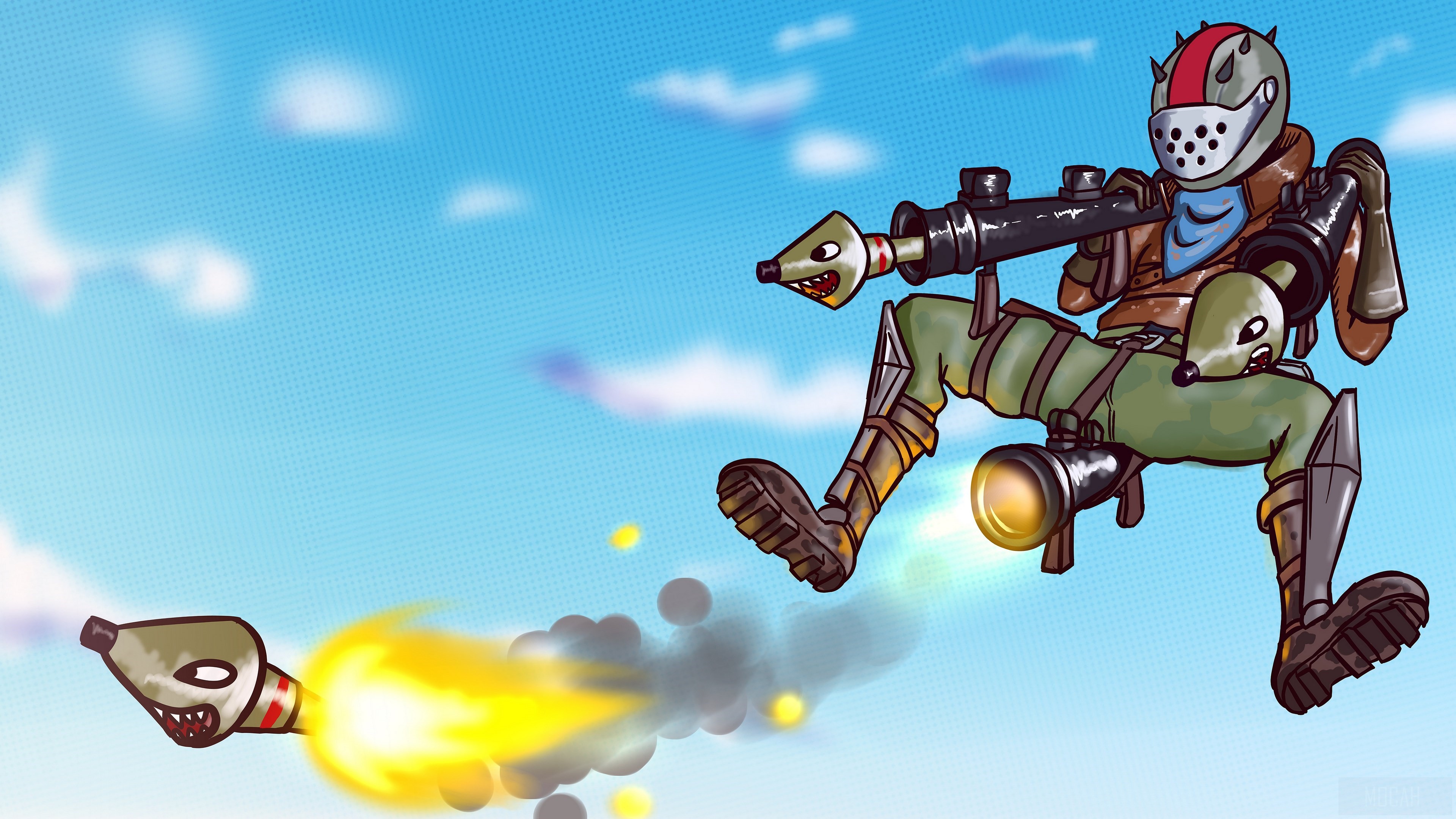 Fortnite character firing a rocket launcher HD Wallpaper