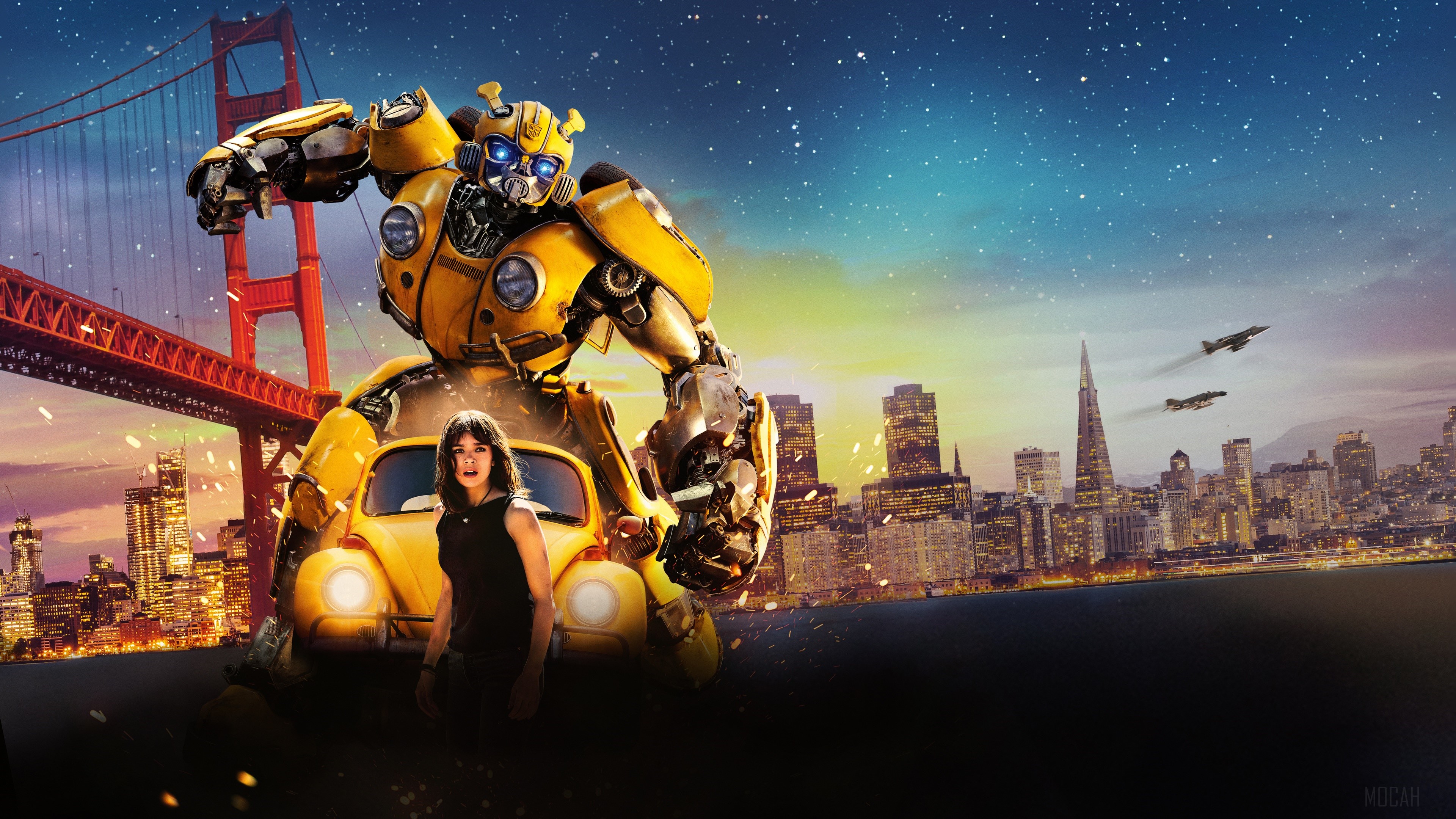 Bumblebee and Hailee Steinfeld in San Francisco 4K HD Wallpaper