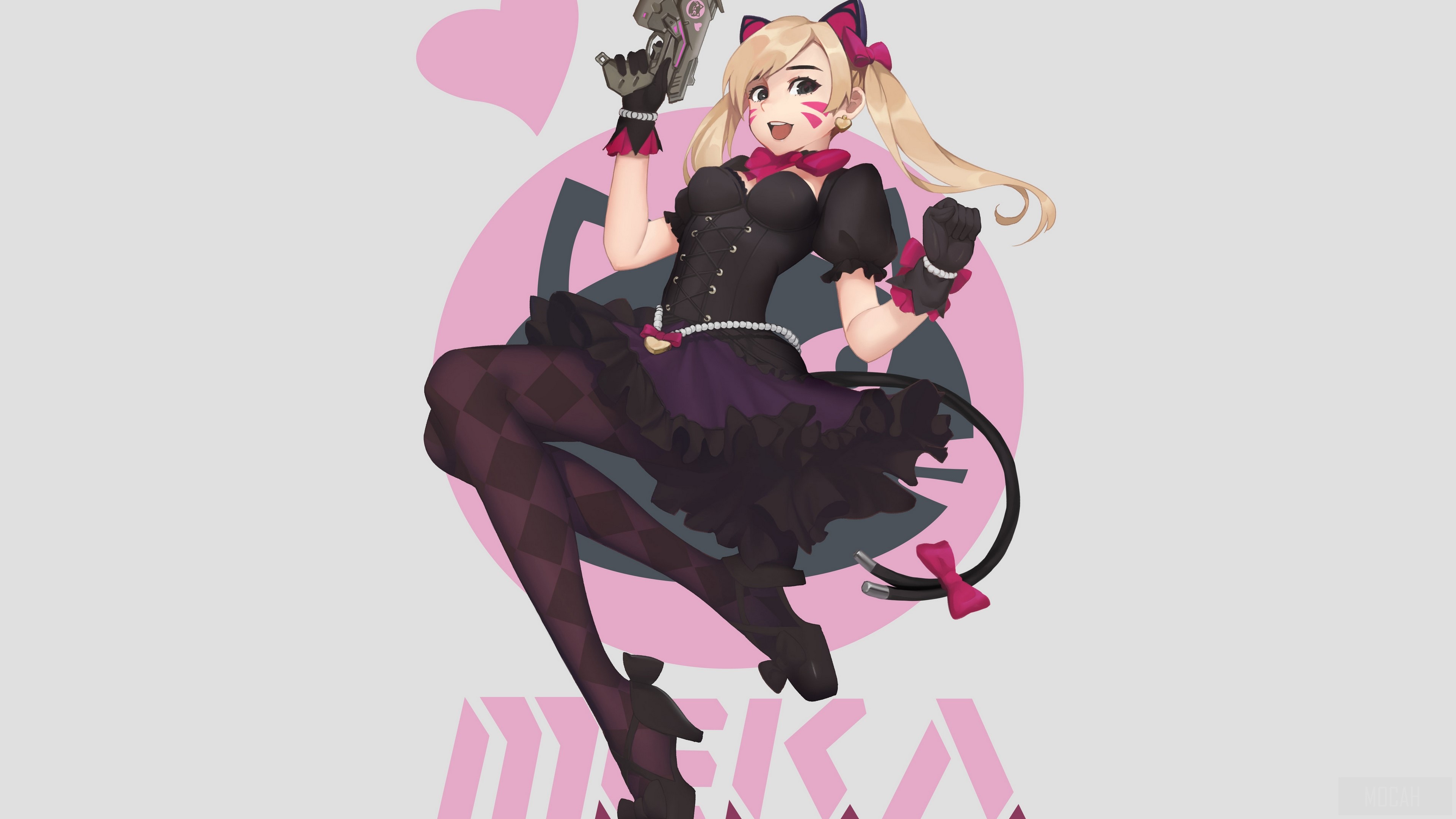 D.Va from Overwatch in a cat-themed outfit HD Wallpaper