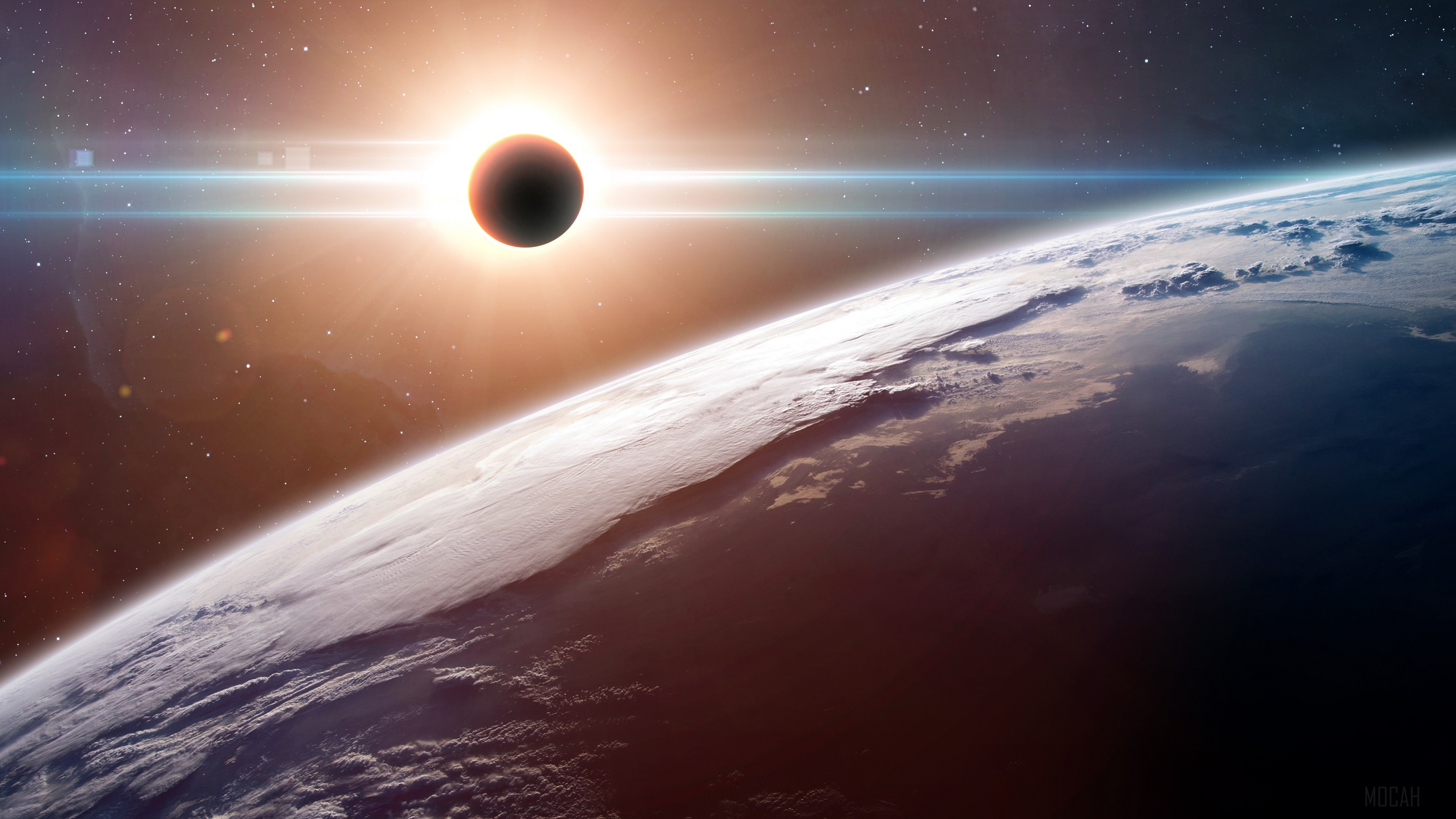 Solar Eclipse over Earth HD Wallpaper