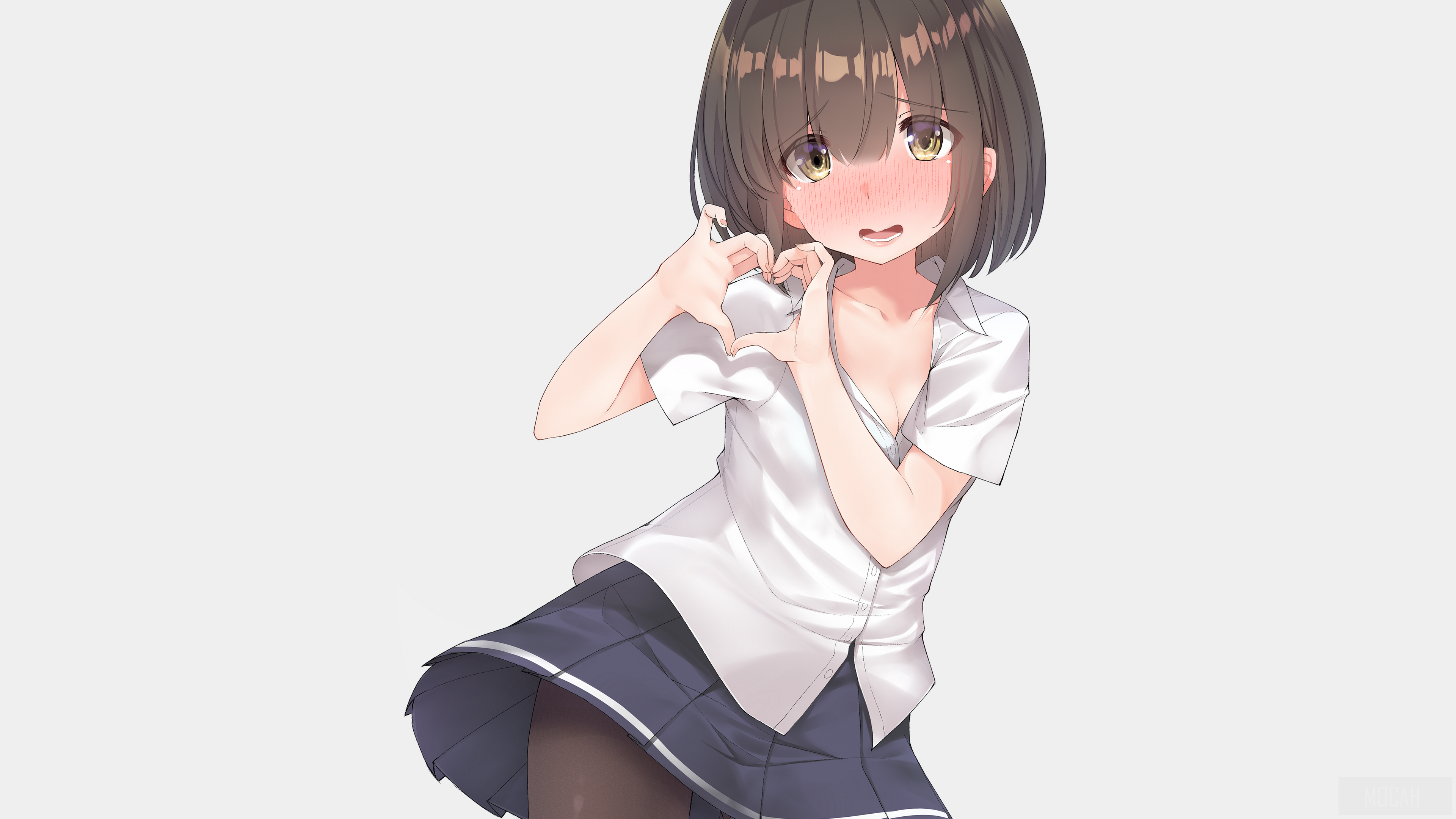 Anime girl making heart shape with hands HD Wallpaper