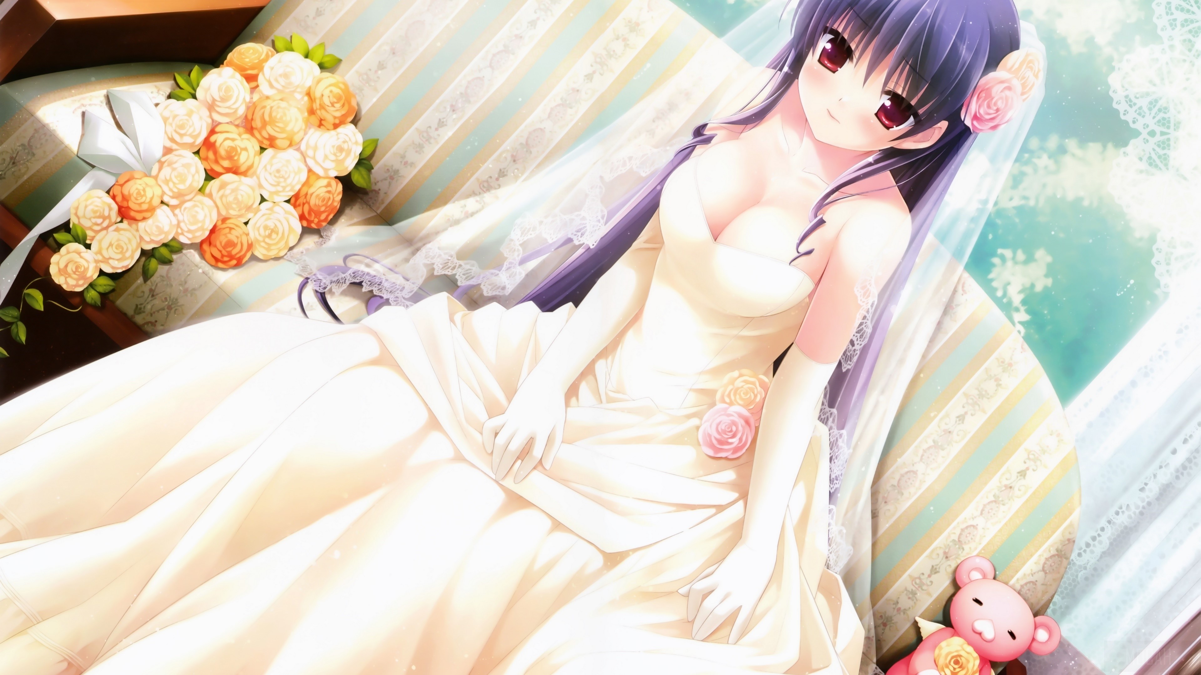 Rikako Segawa in a wedding dress 4K HD Wallpaper