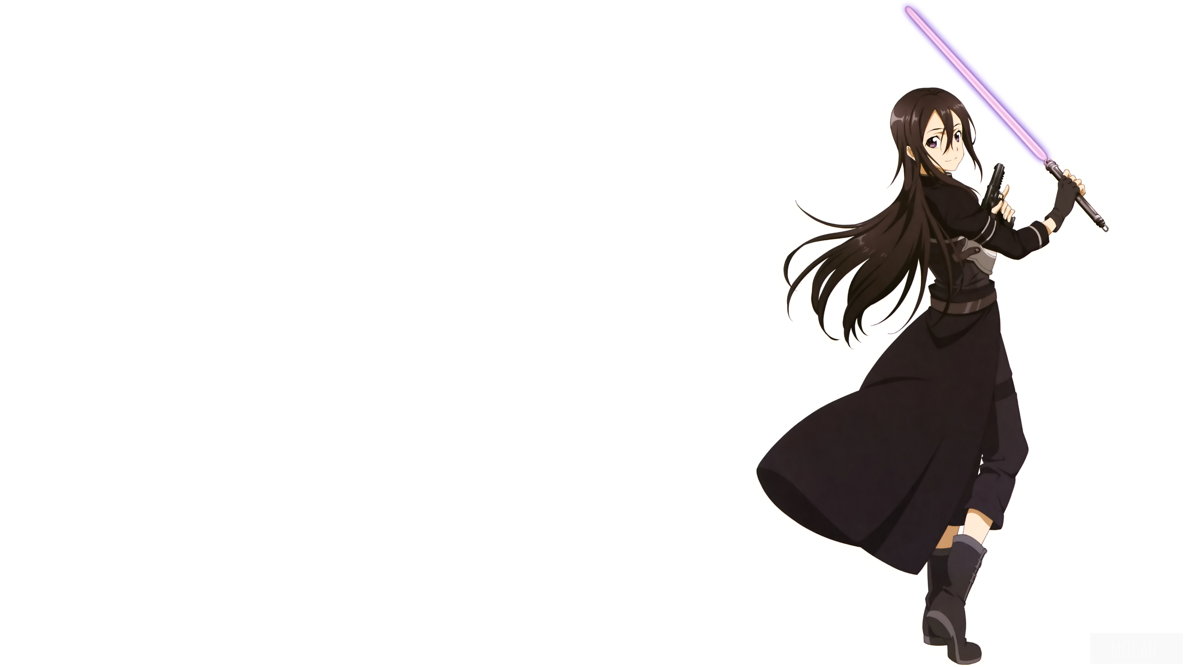 Asuna Yuuki from Sword Art Online with a purple lightsaber HD Wallpaper