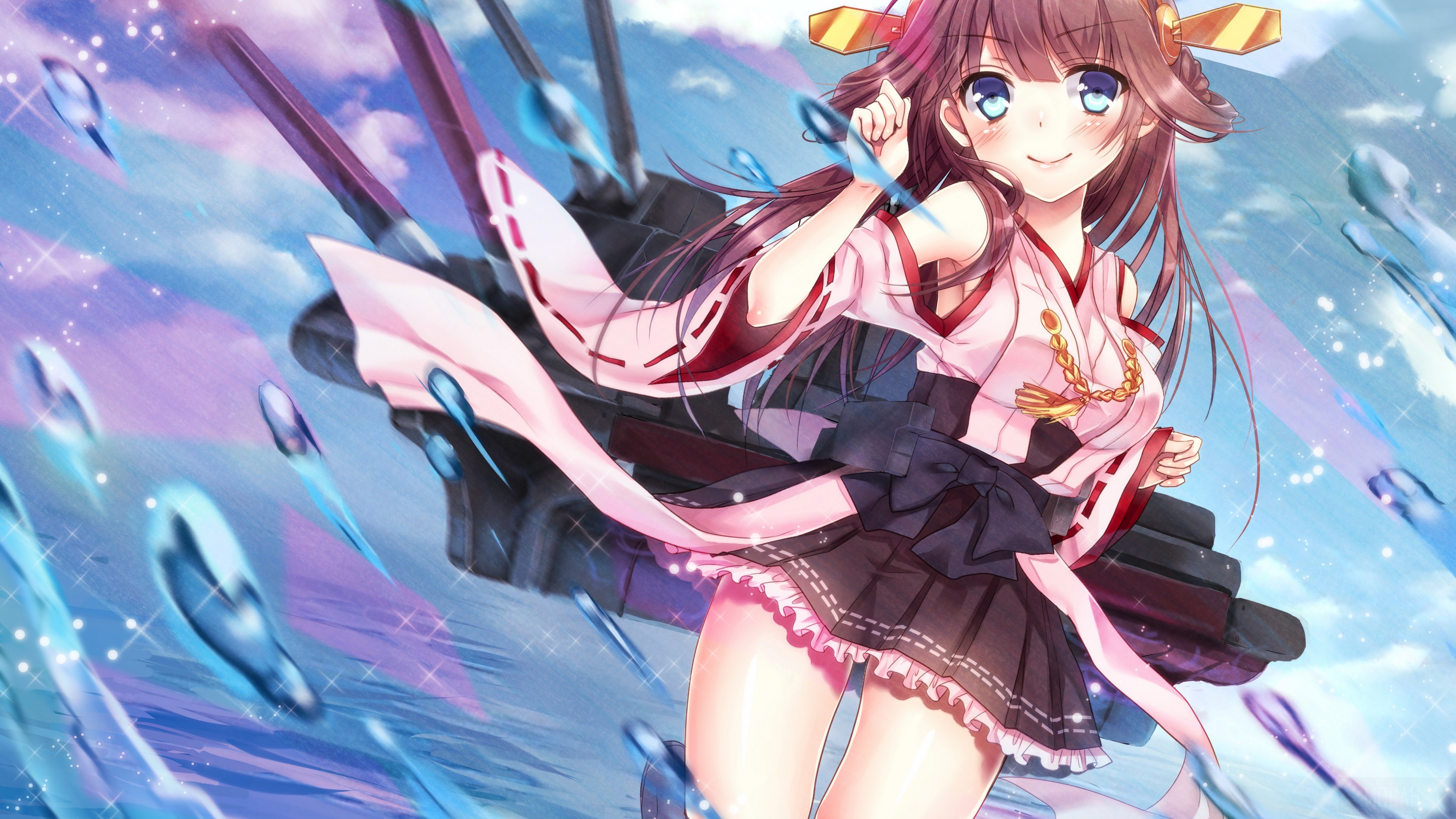 Anime Girl in Kimono by Ship HD Wallpaper