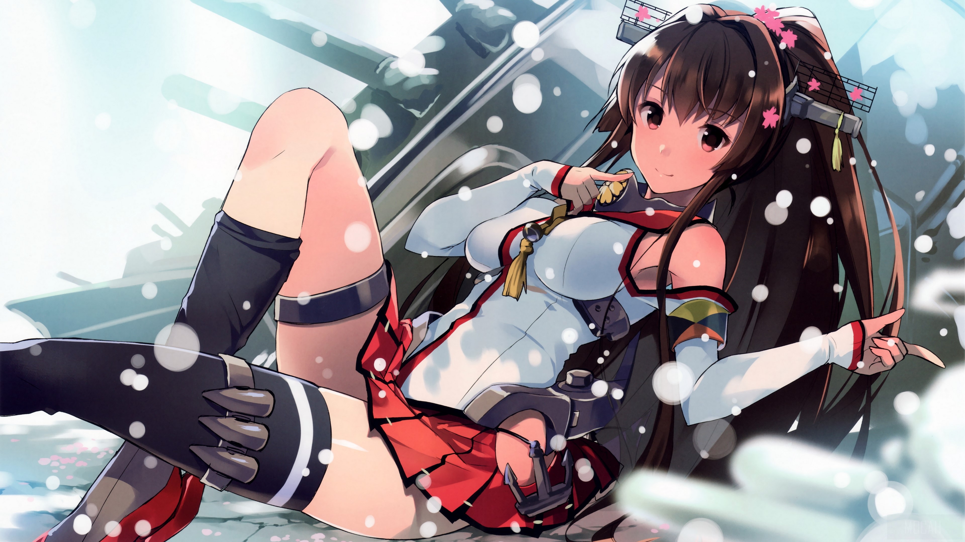 4K Anime Girl with Cherry Blossoms HD Wallpaper