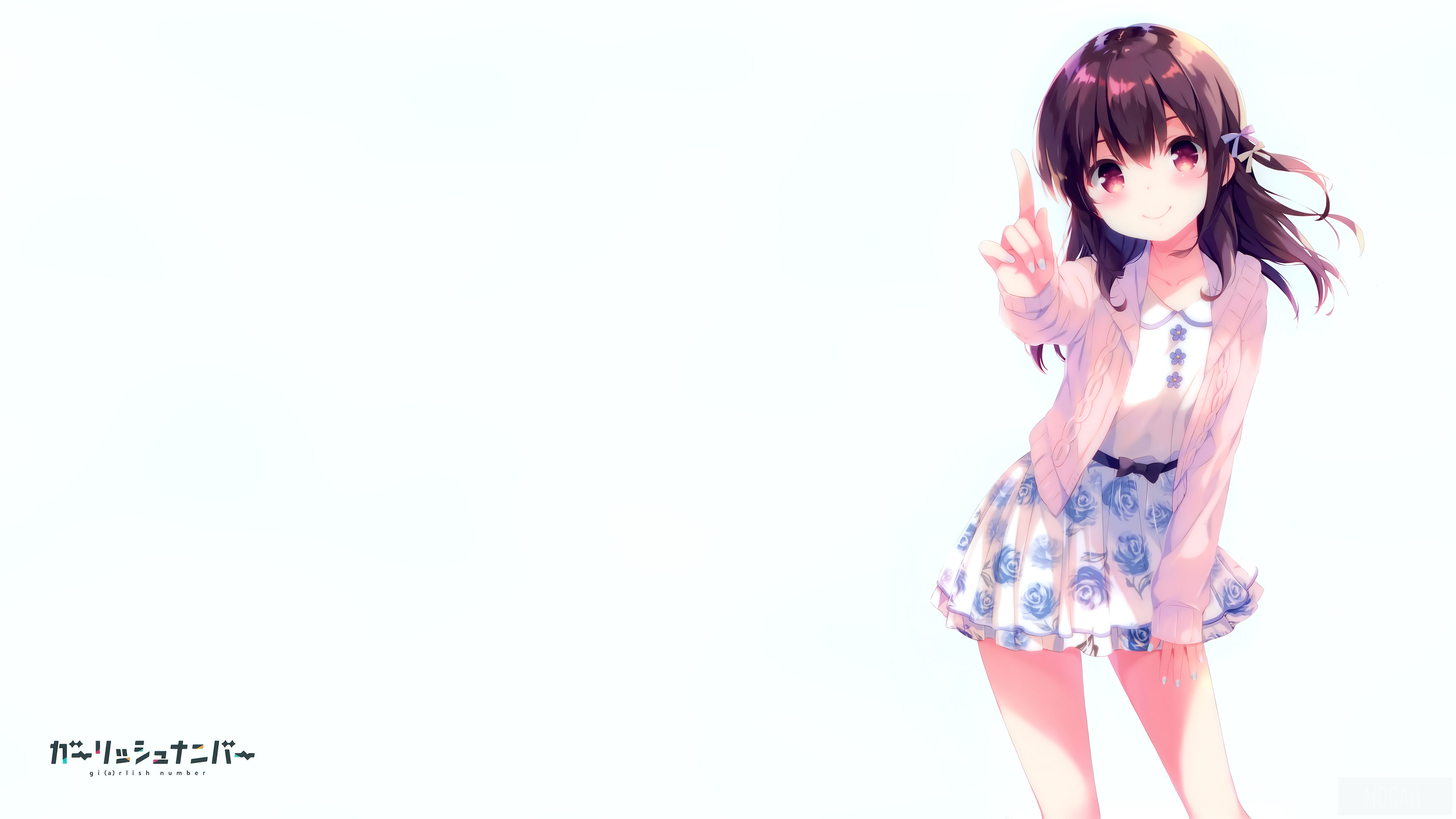Girl in a floral dress and cardigan HD Wallpaper