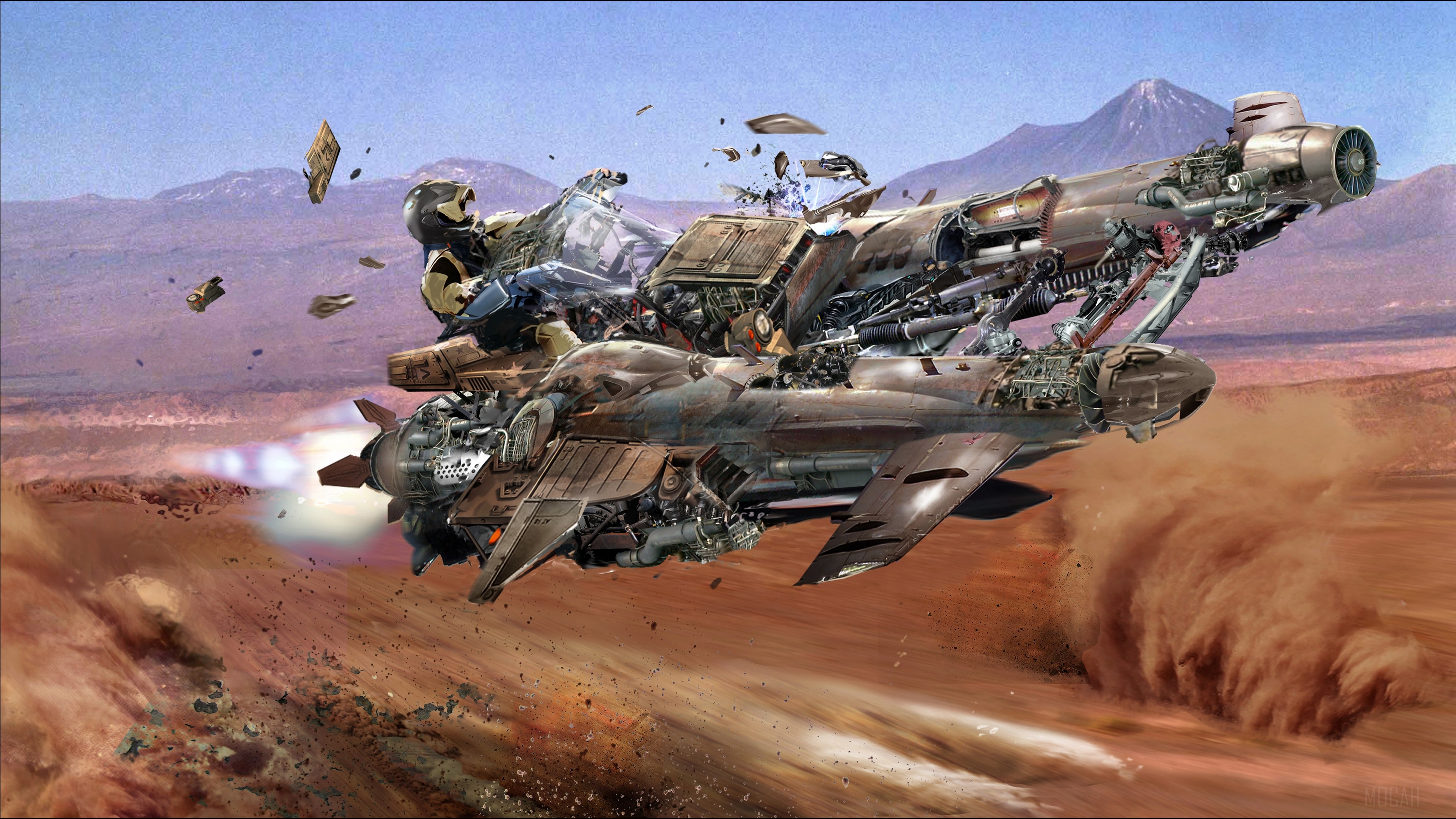 Star Wars Vehicle in Desert Landscape 4K HD Wallpaper