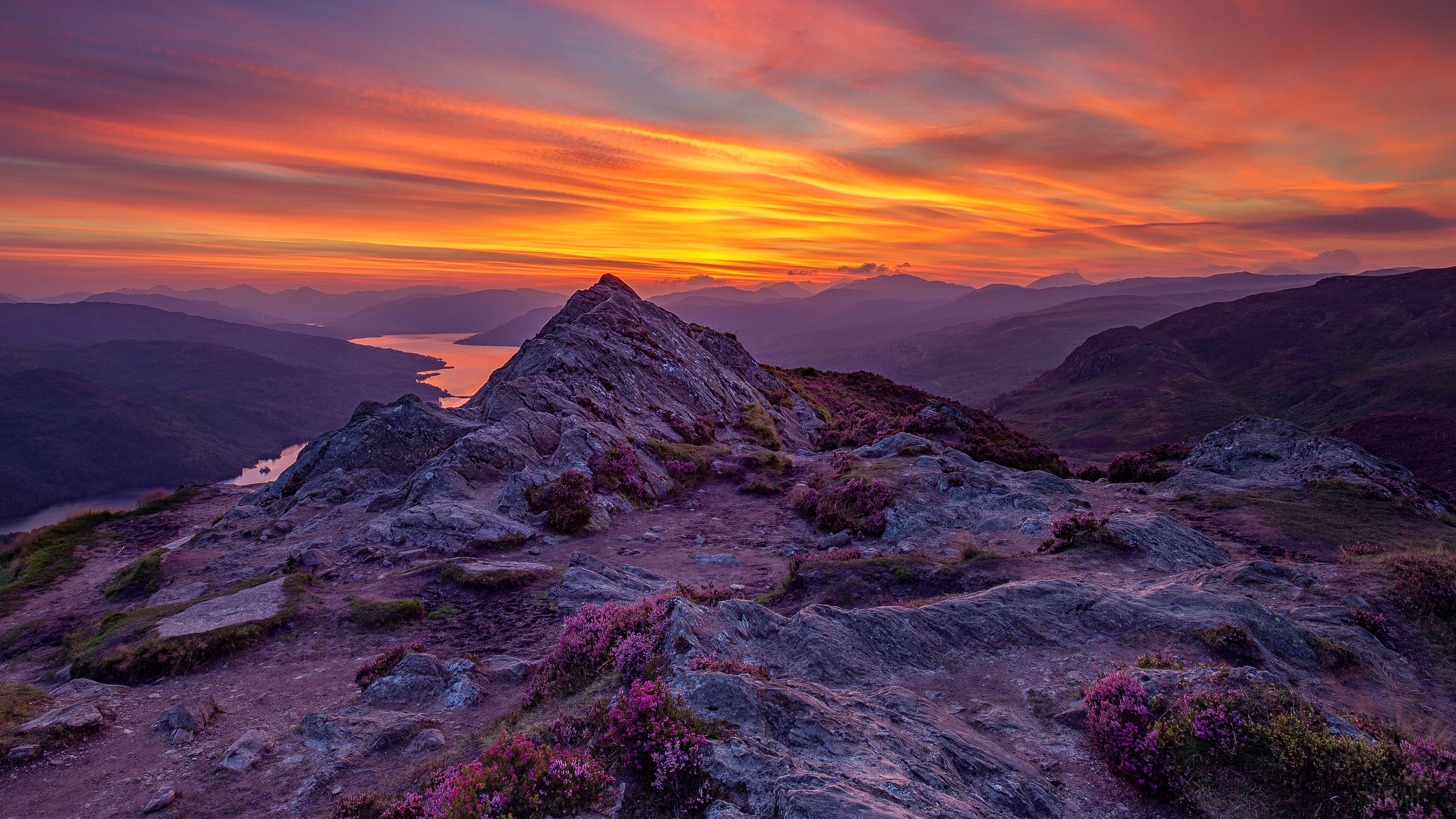 Mountain Landscape at Sunset in Scotland 4K HD Wallpaper