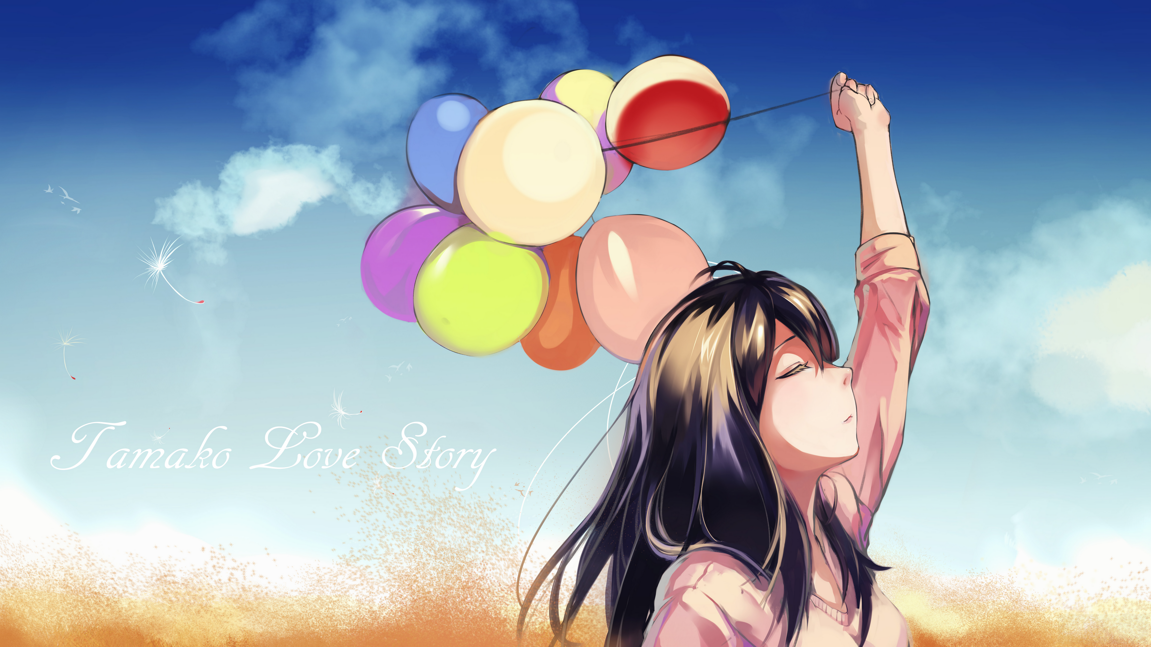 Tamako Love Story anime girl with balloons HD Wallpaper