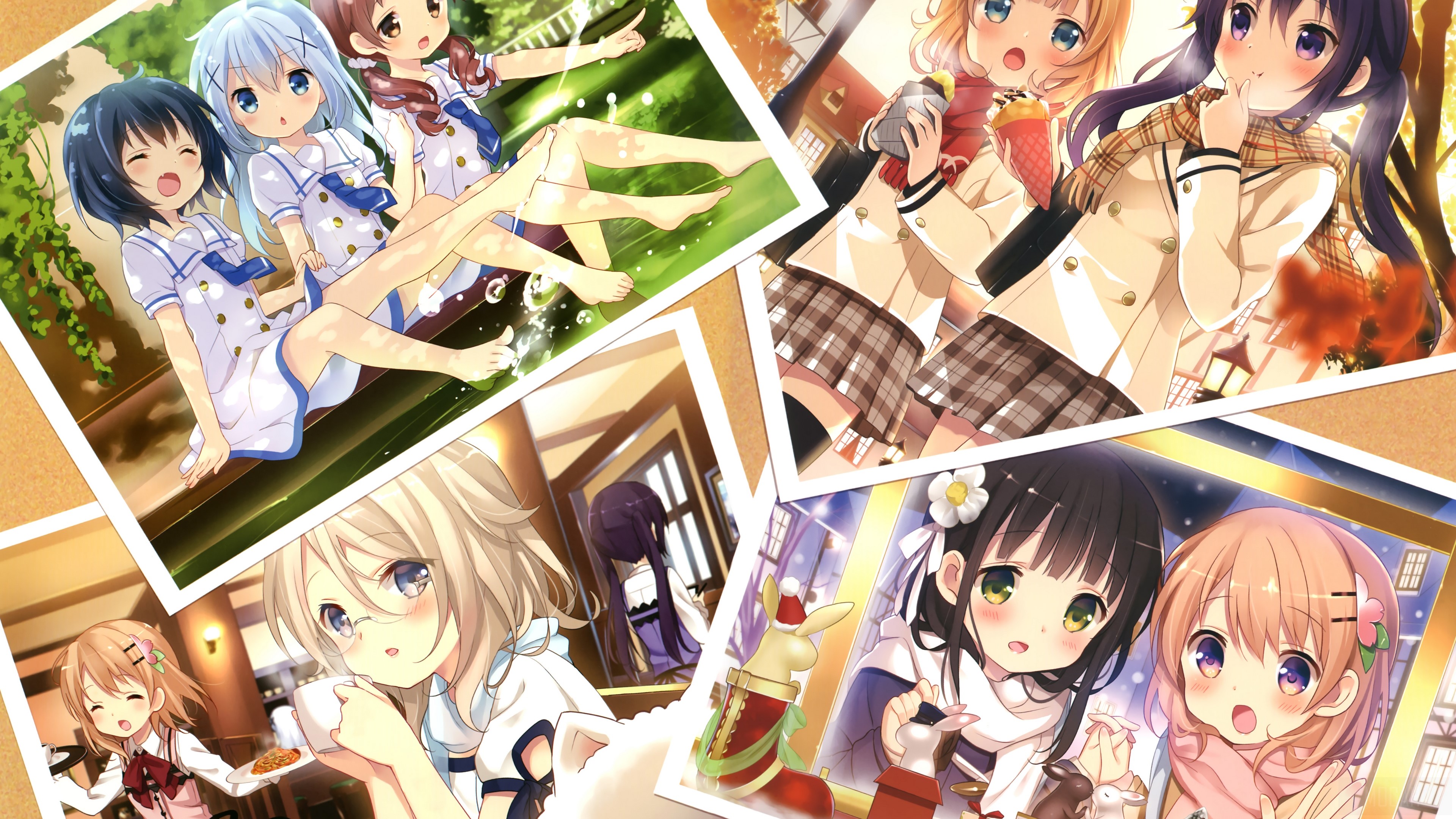 Anime girls in photos HD Wallpaper