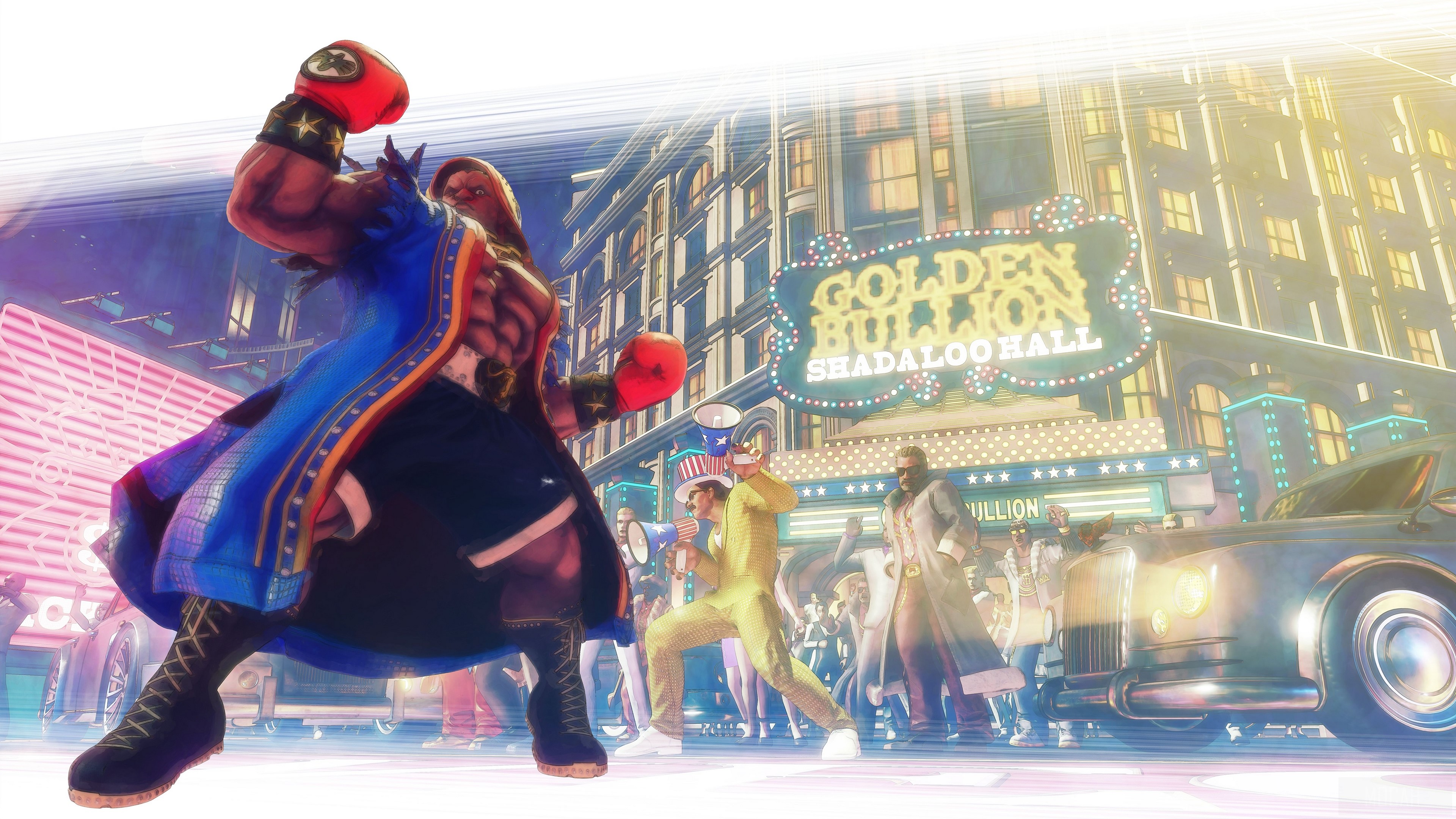 Balrog from Street Fighter in front of Golden Bull Shadaloo Hall HD Wallpaper