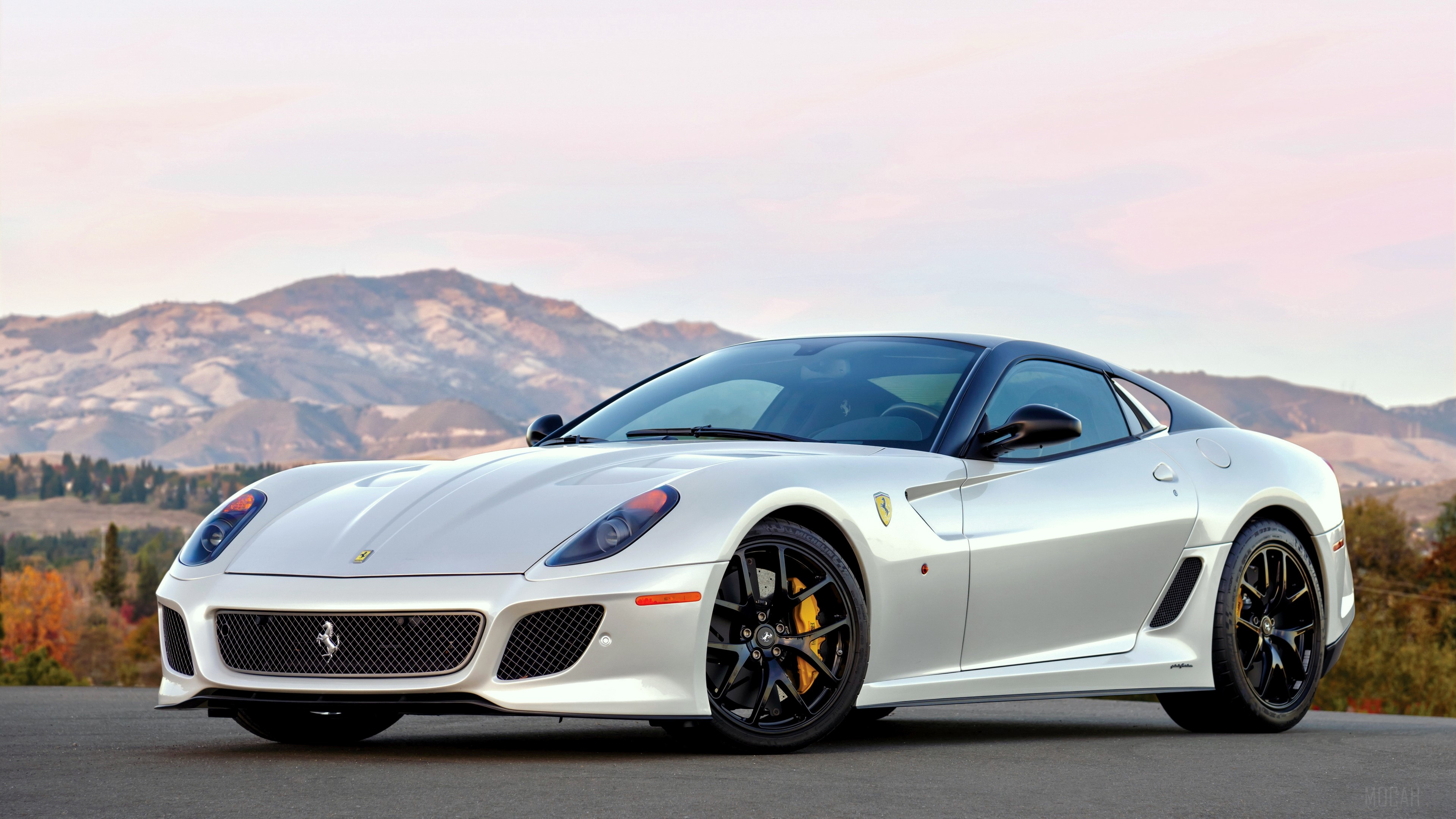 White Ferrari 599 GTO 4K HD Wallpaper