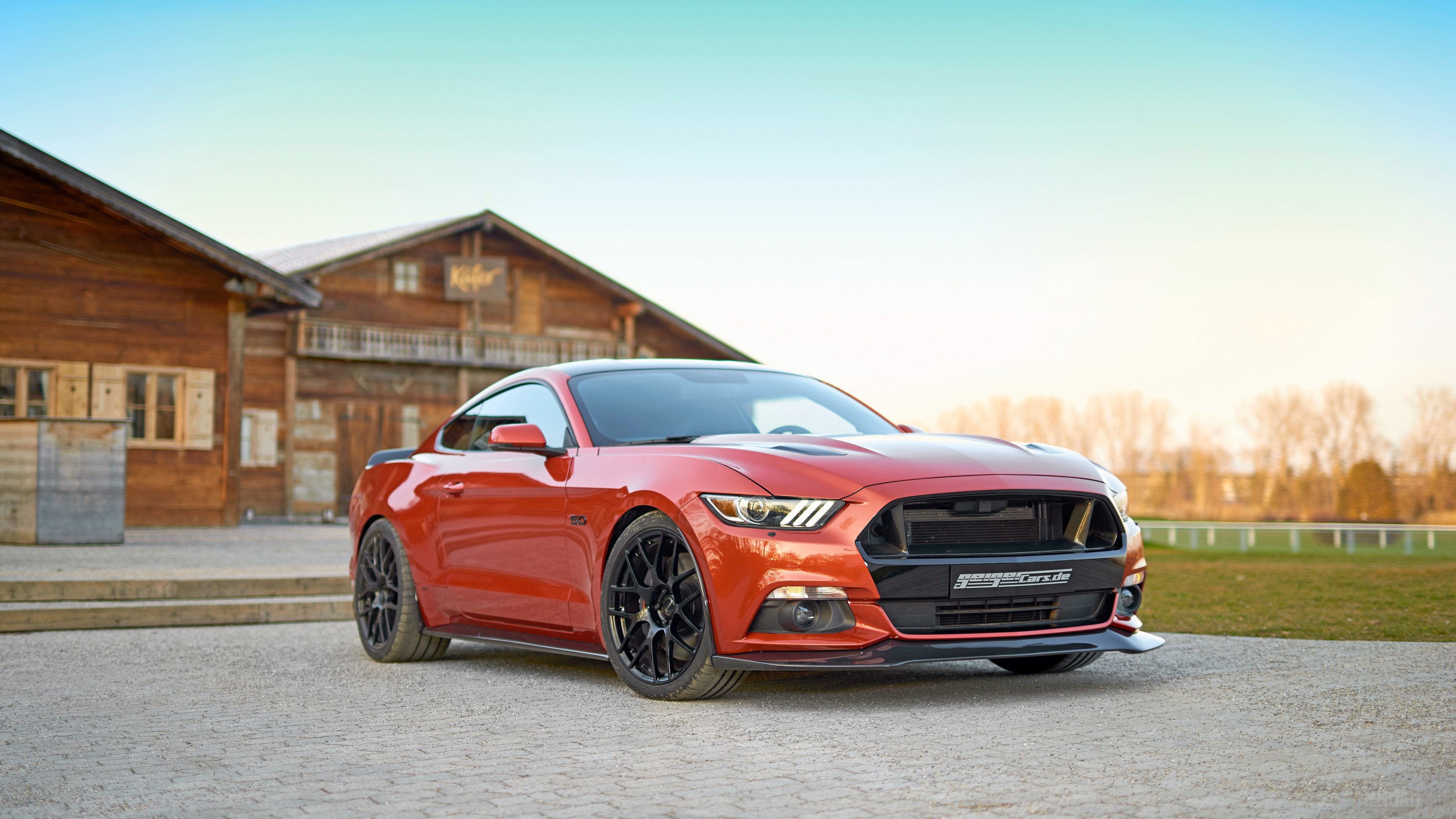 Orange Ford Mustang 4K HD Wallpaper