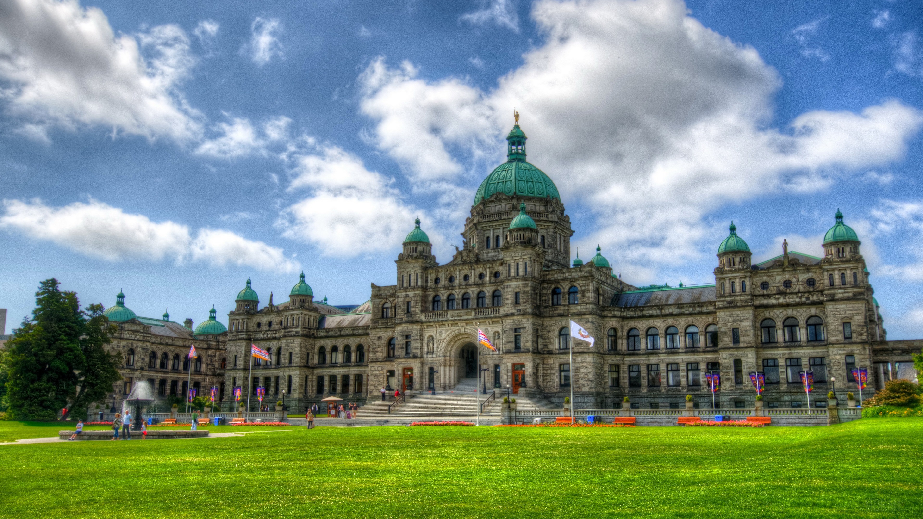 Parliament Buildings in Victoria, Canada with Dome and HDR HD Wallpaper