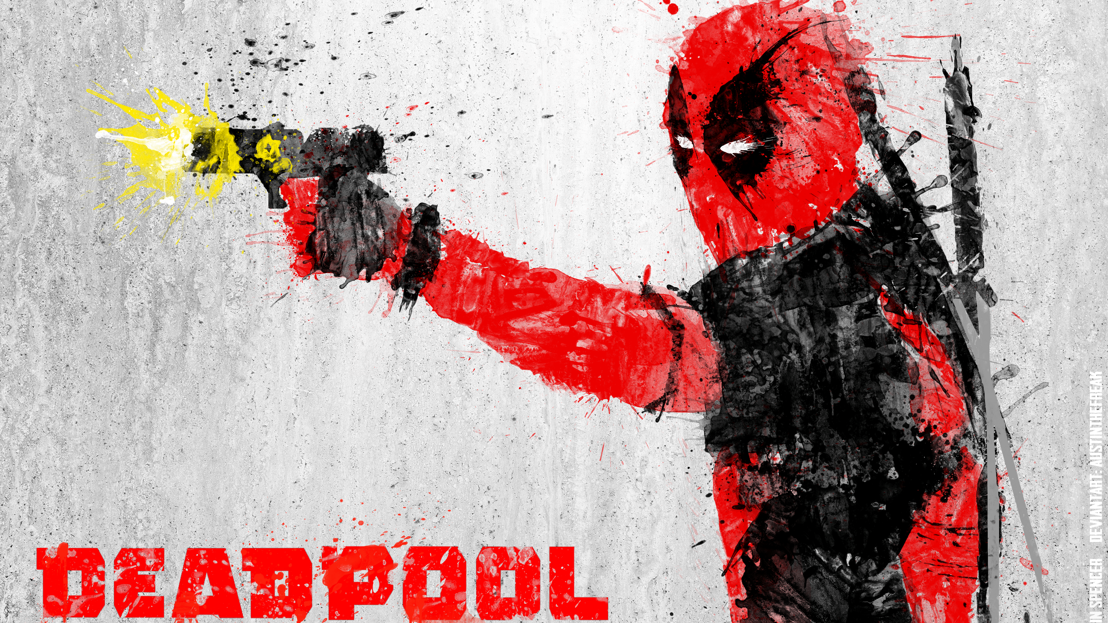 Deadpool shooting a gun HD Wallpaper