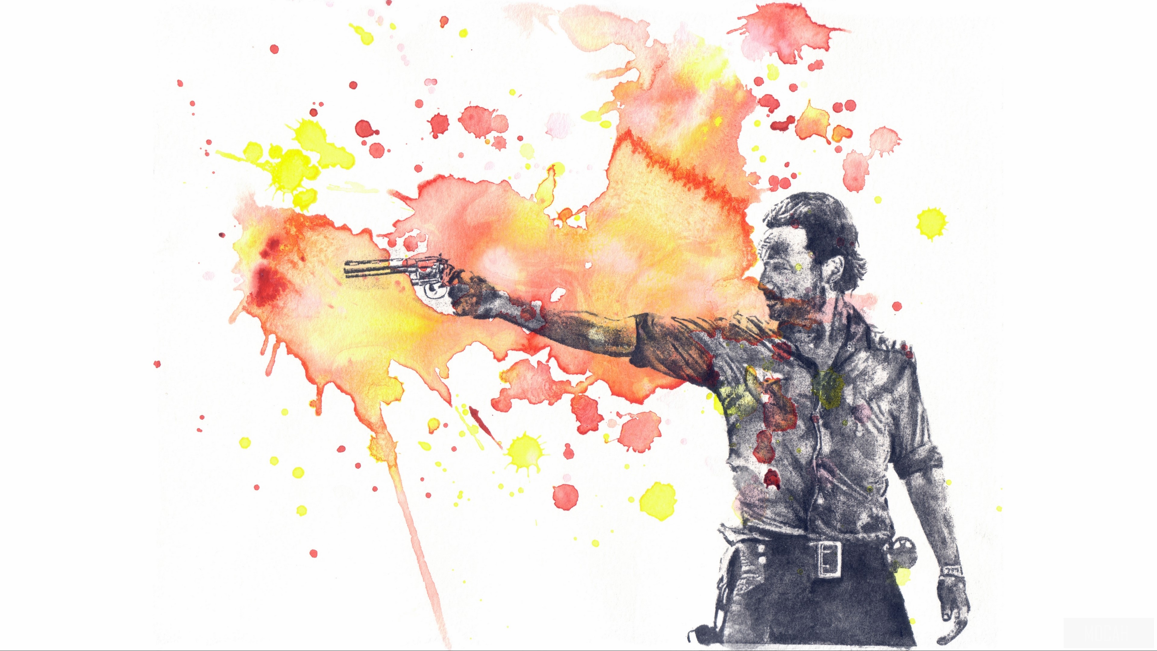Rick Grimes from The Walking Dead shooting a gun HD Wallpaper