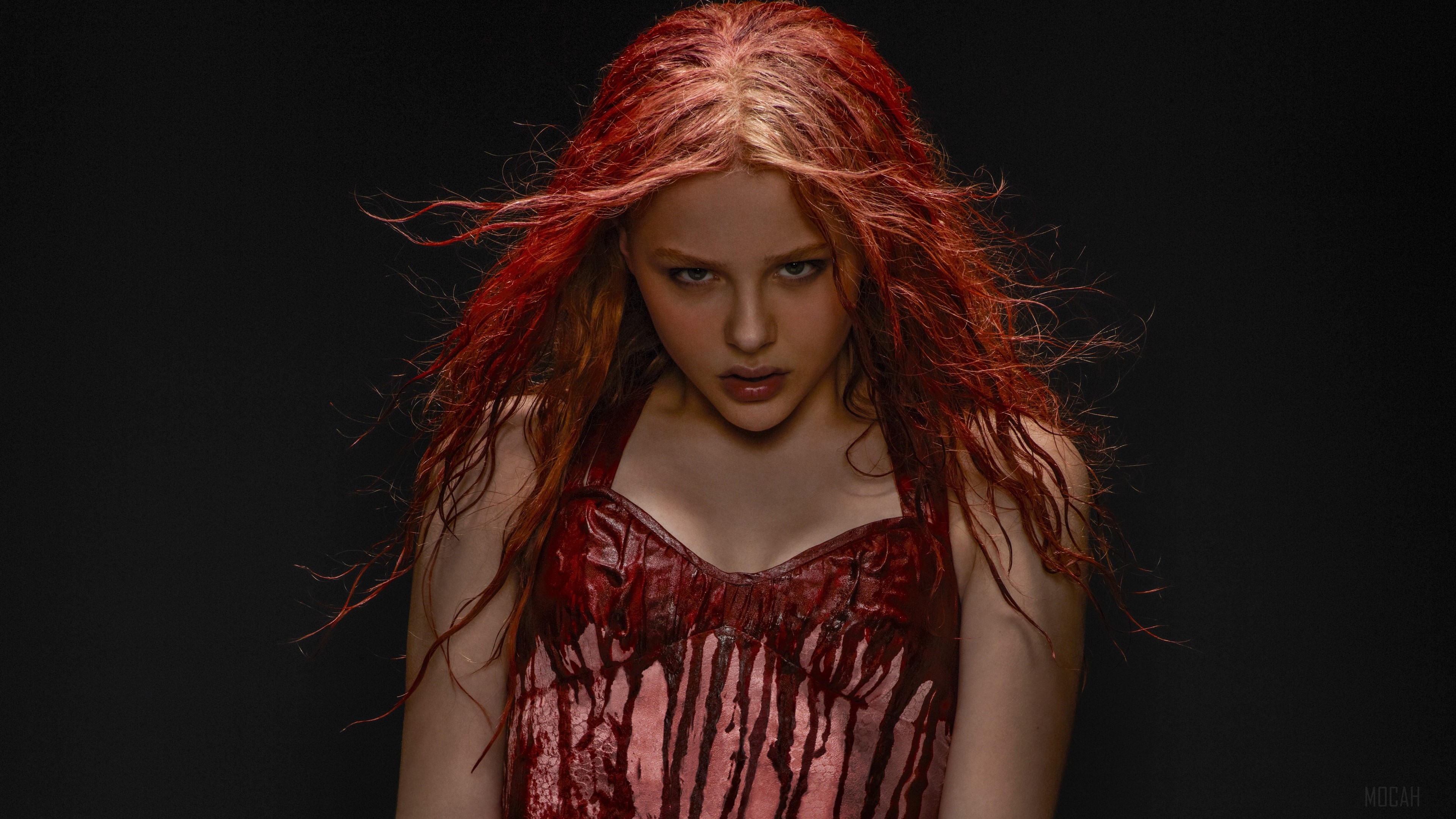 Woman with red hair and bloody dress HD Wallpaper
